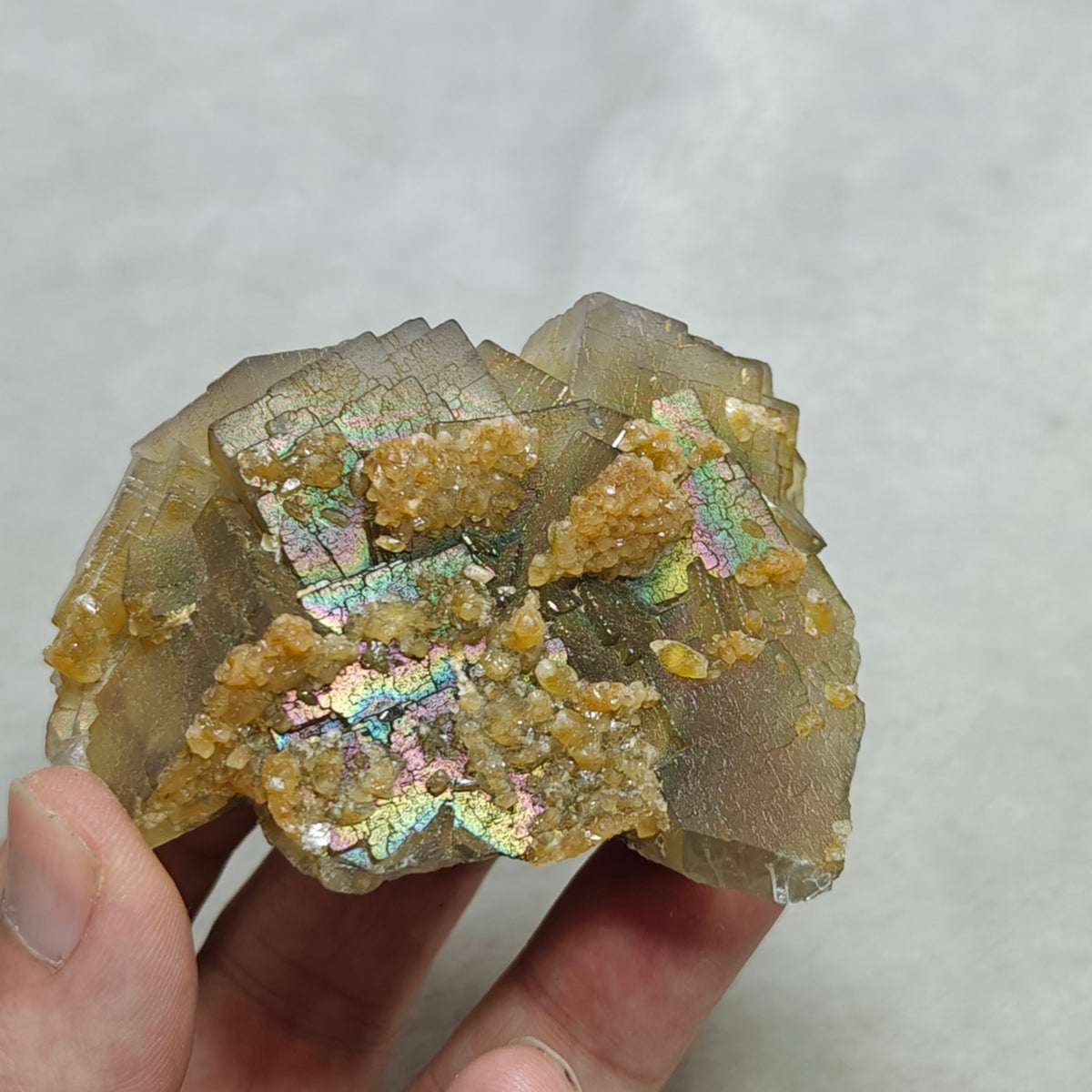 Natural iridescent Fluorite and Calcite 236 grams