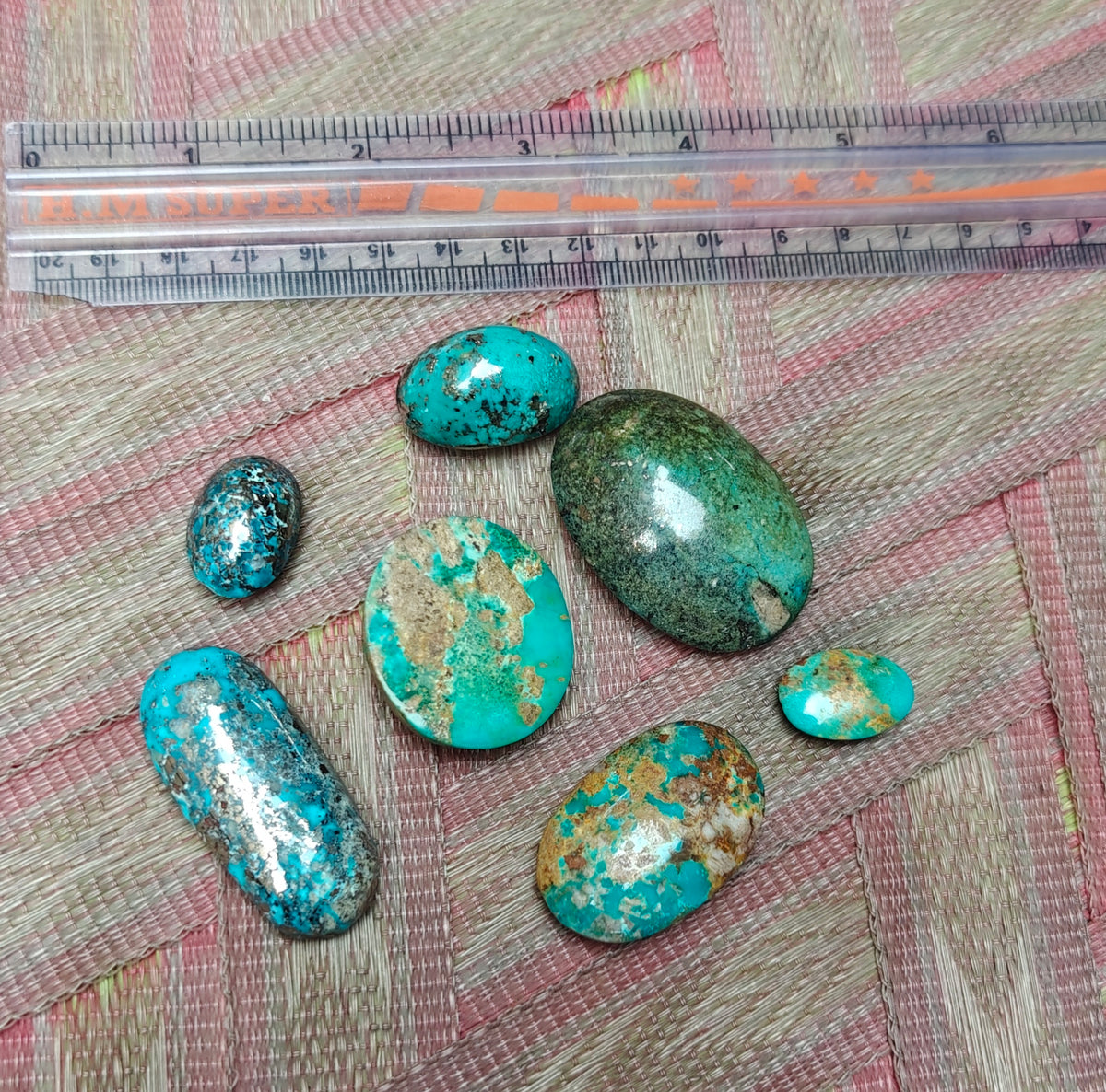 Natural stabilized turquoise cabochon collection 83 grams