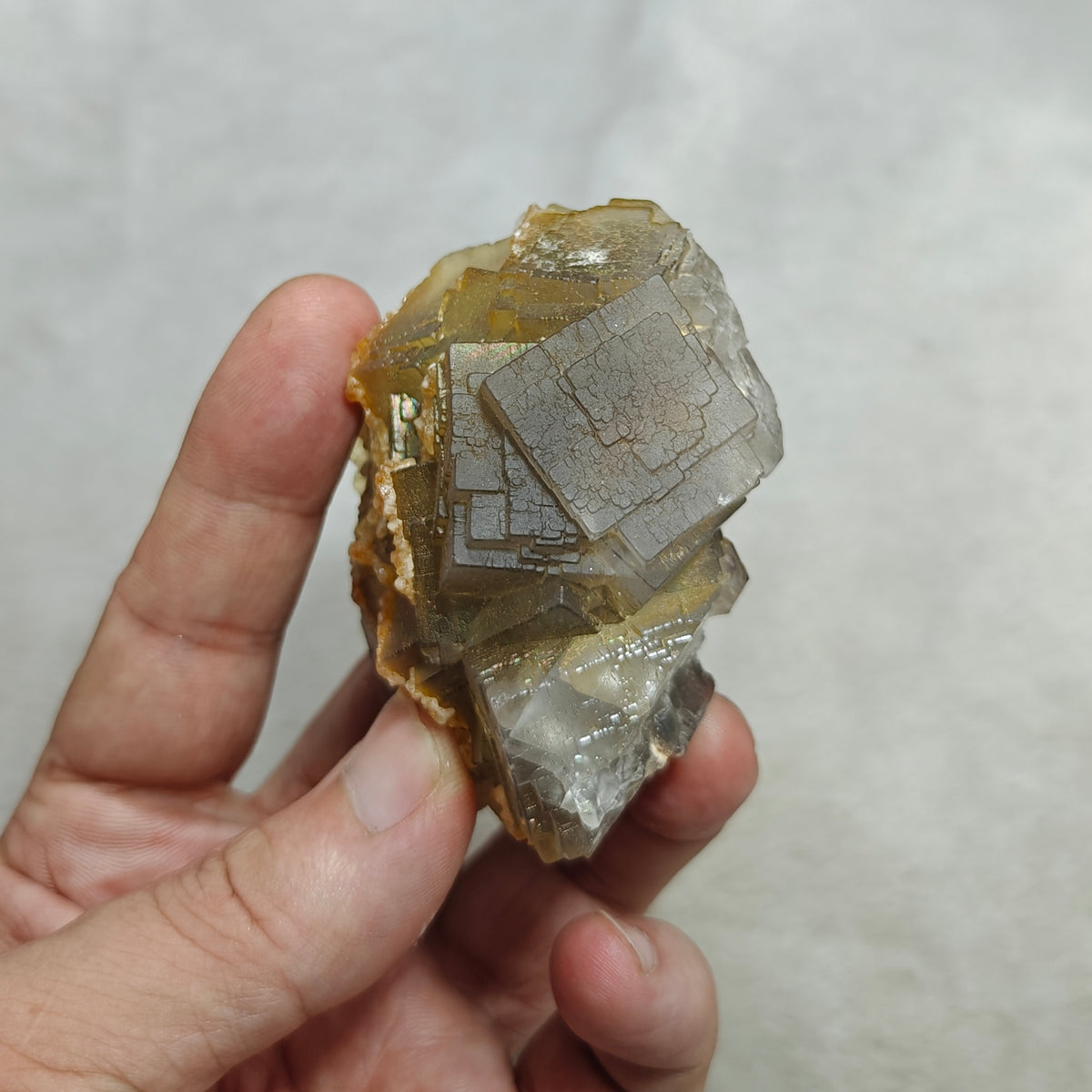 Natural iridescent Fluorite and Calcite 236 grams