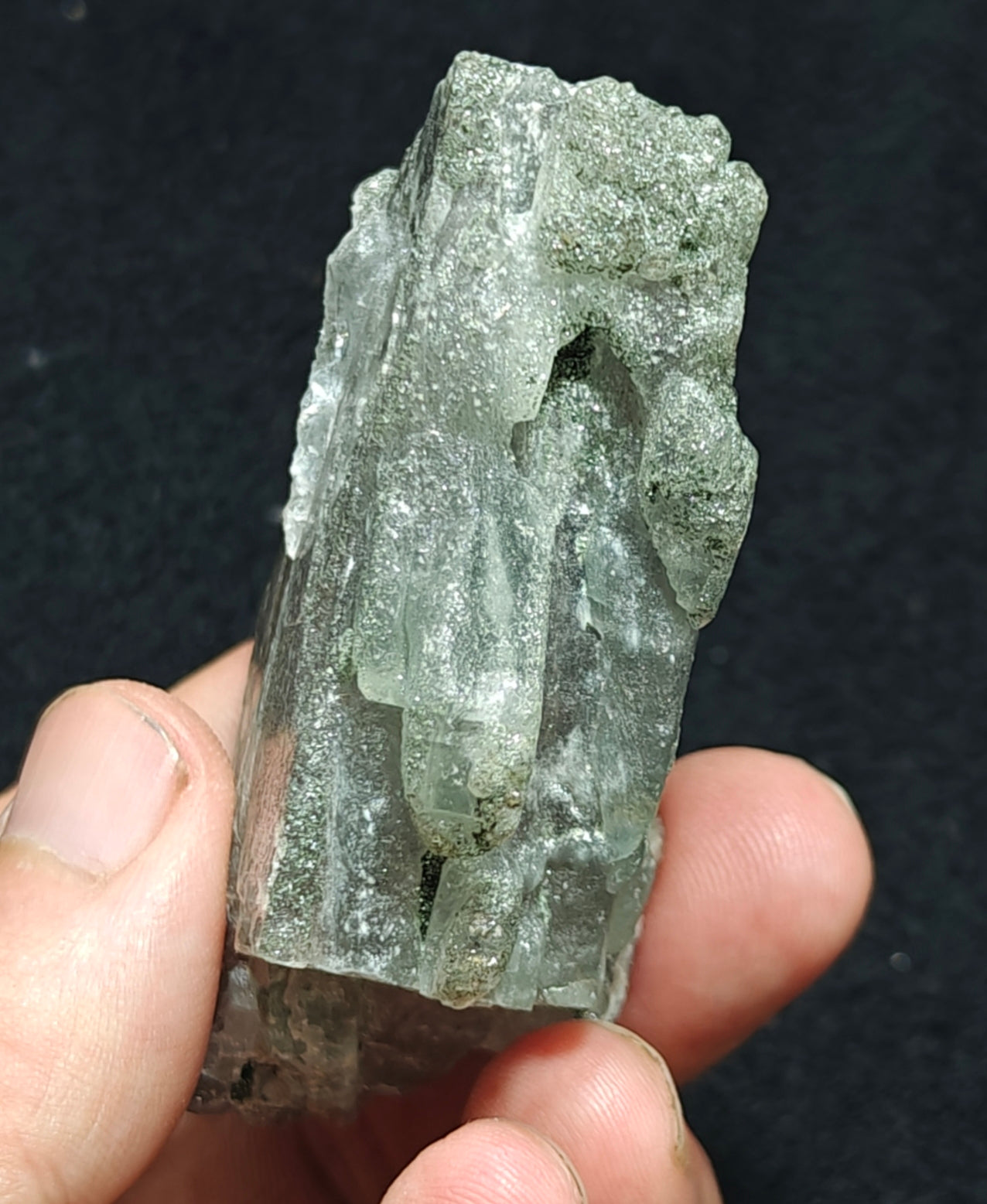 Light Purple Apatite with Green Inclusions of Byss-olite 162 grams