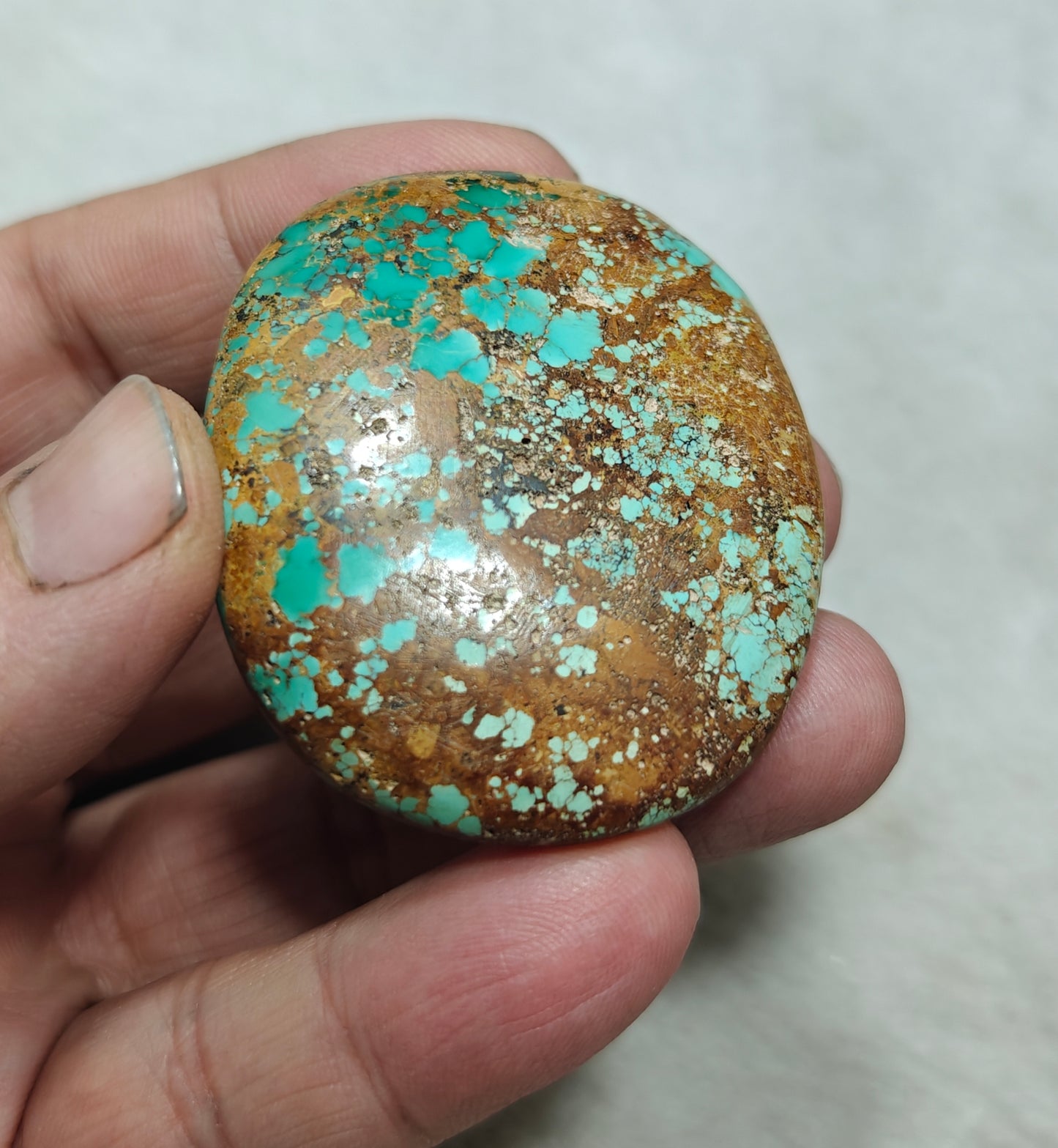 An amazing middle eastern natural turquoise Cabochon in matrix 44 grams