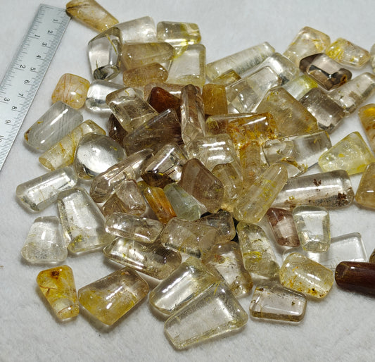 Rocks Gems Minerals Crystals Stones: Lot of Rutilated polished quartz tumbles 650 grams