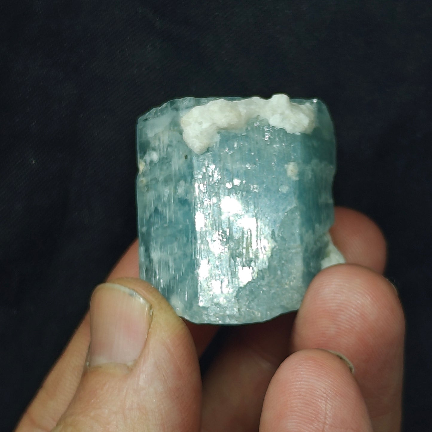 Afghanistan Aquamarine Crystal with tiny tantalite 49 grams