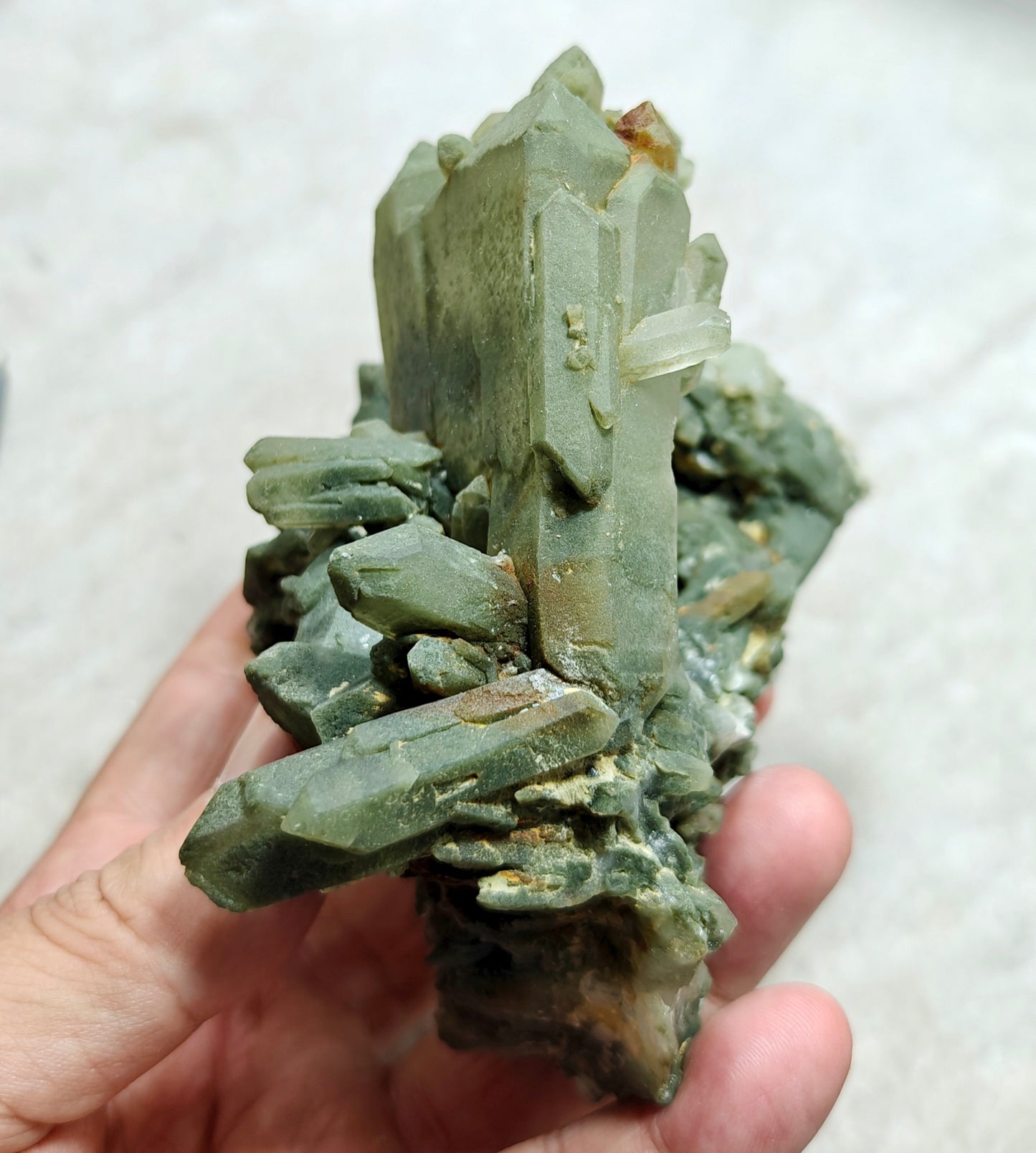 Chlorite Quartz crystals cluster 590 grams