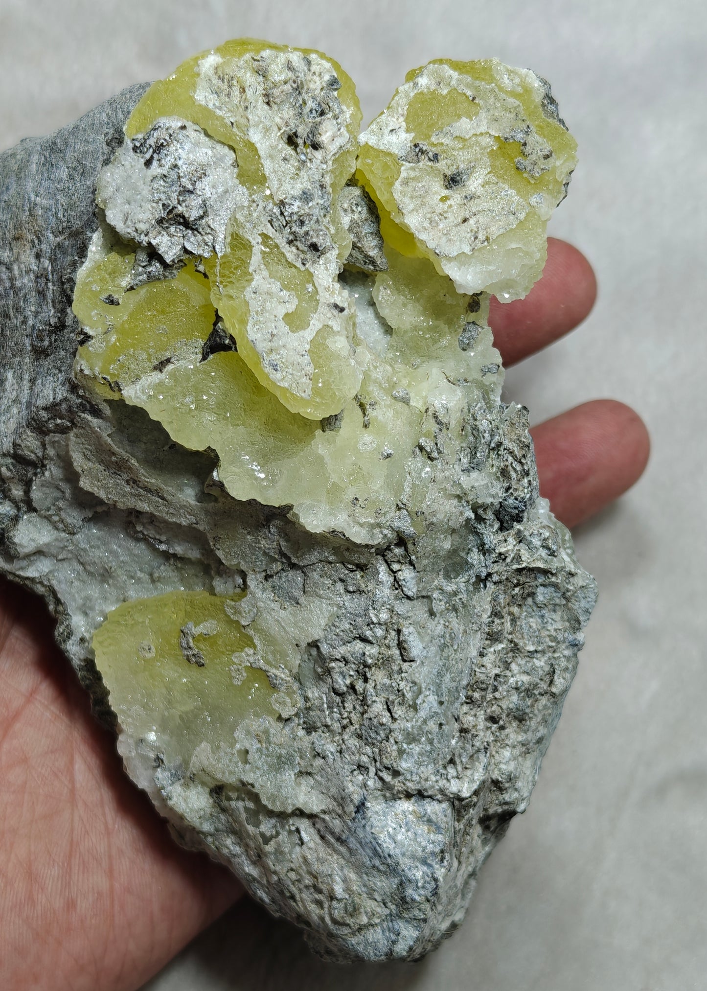 An amazing specimen of Natural yellow color Brucite on matrix 817 grams