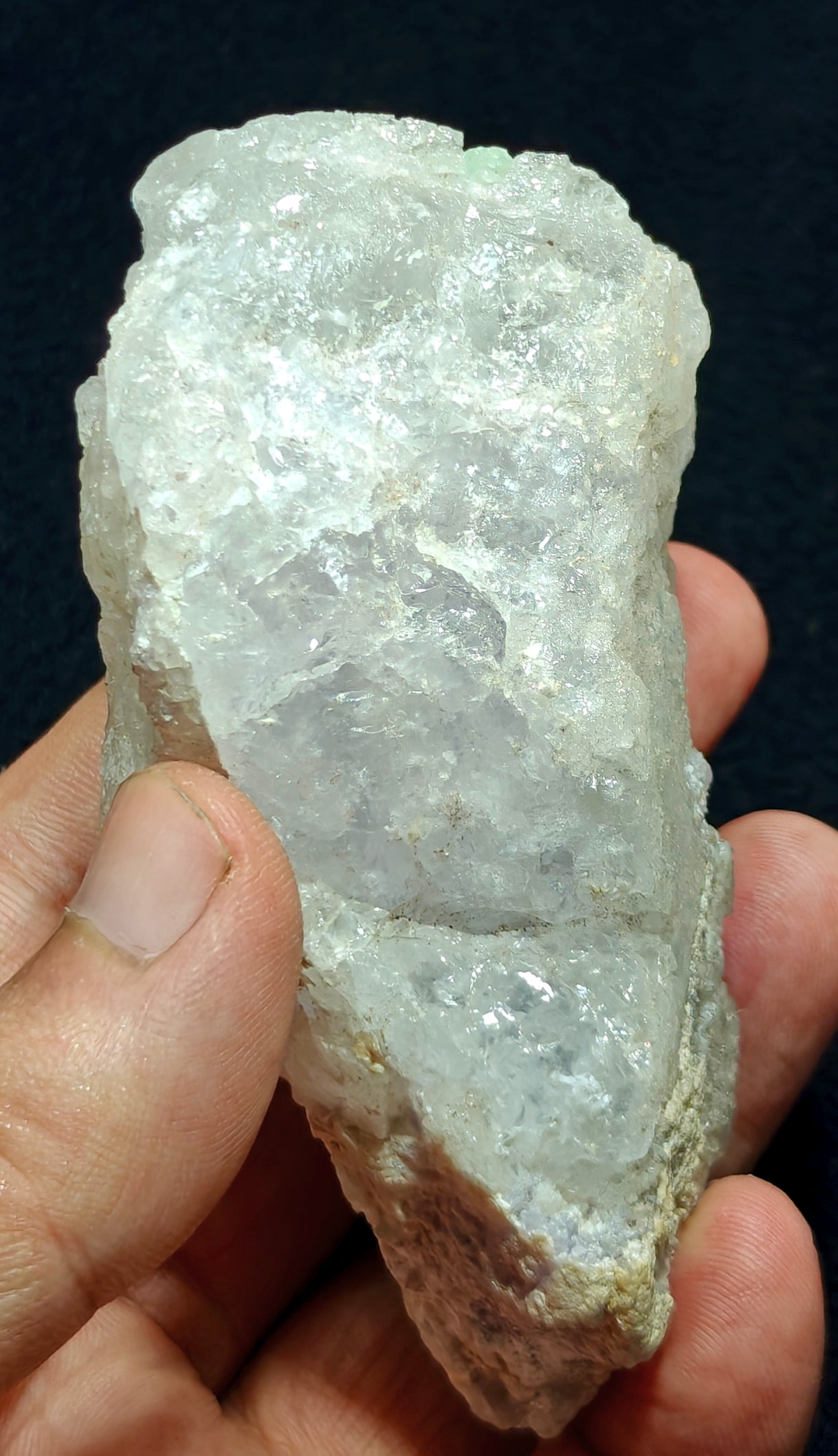 Natural etched pollucite with green tourmalines 260 grams