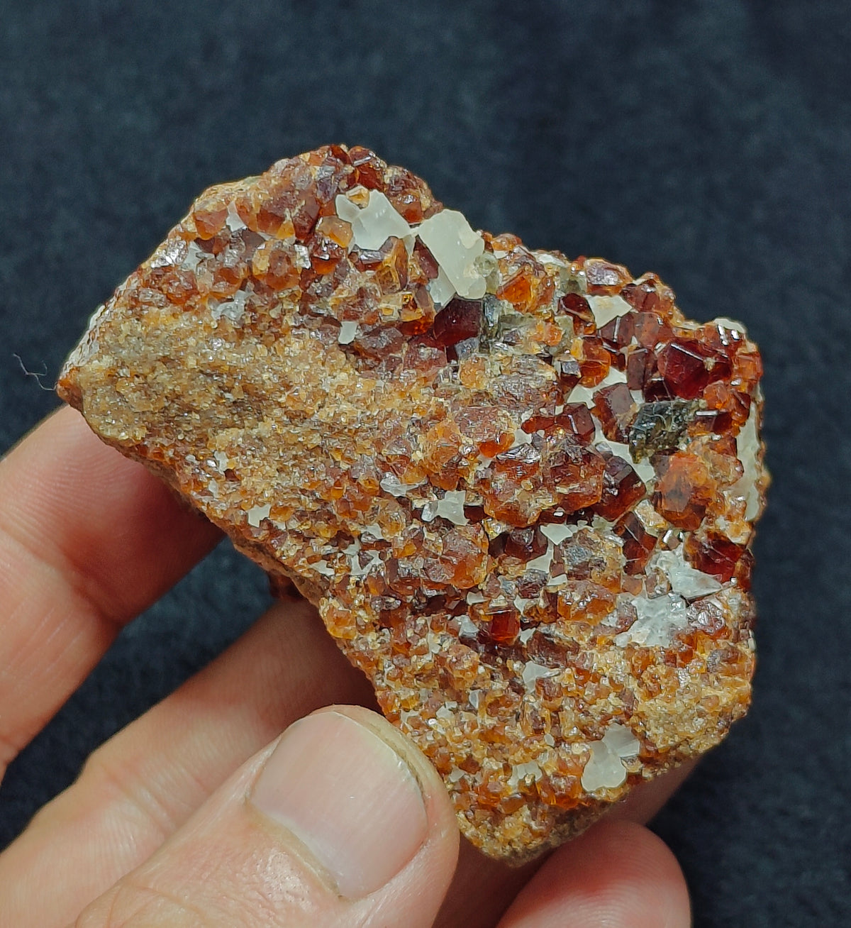 Double sided Hessonite Garnet clusters on matrix 164 grams