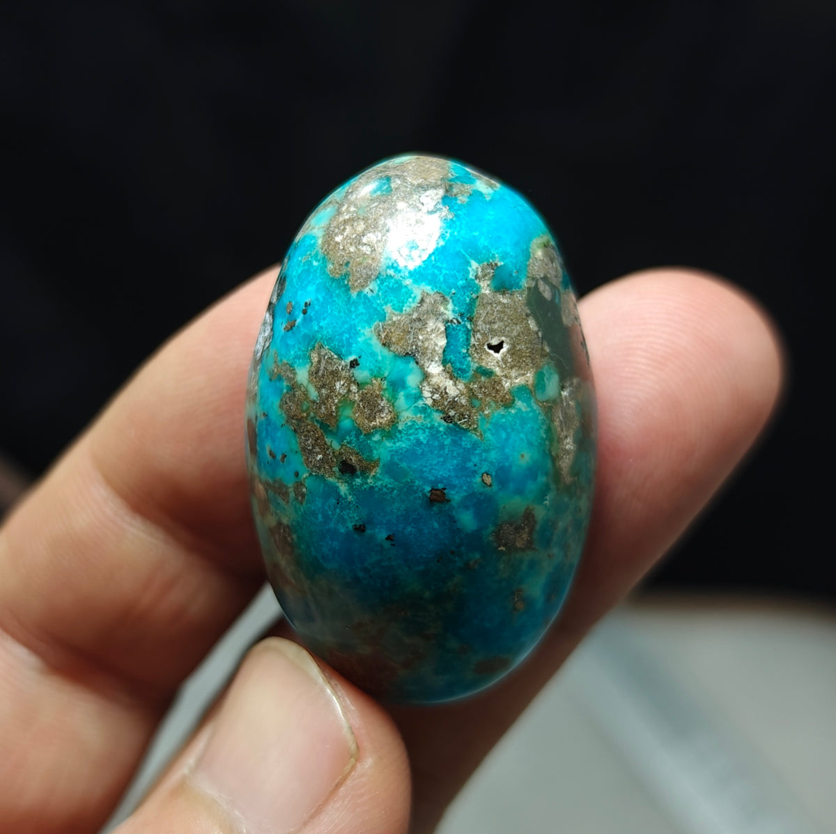 Single amazing natural turquoise cabochon with Pyrite 27.4 grams