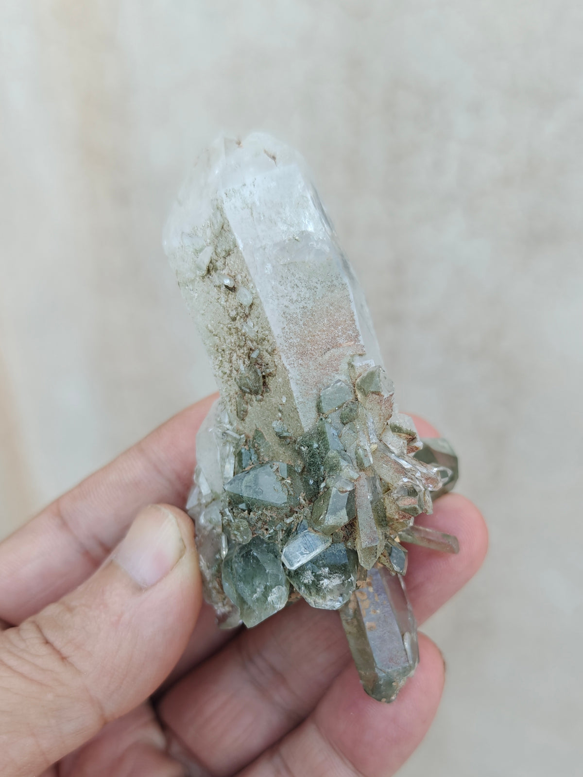 Natural Chlorite Quartz crystals cluster 104 grams