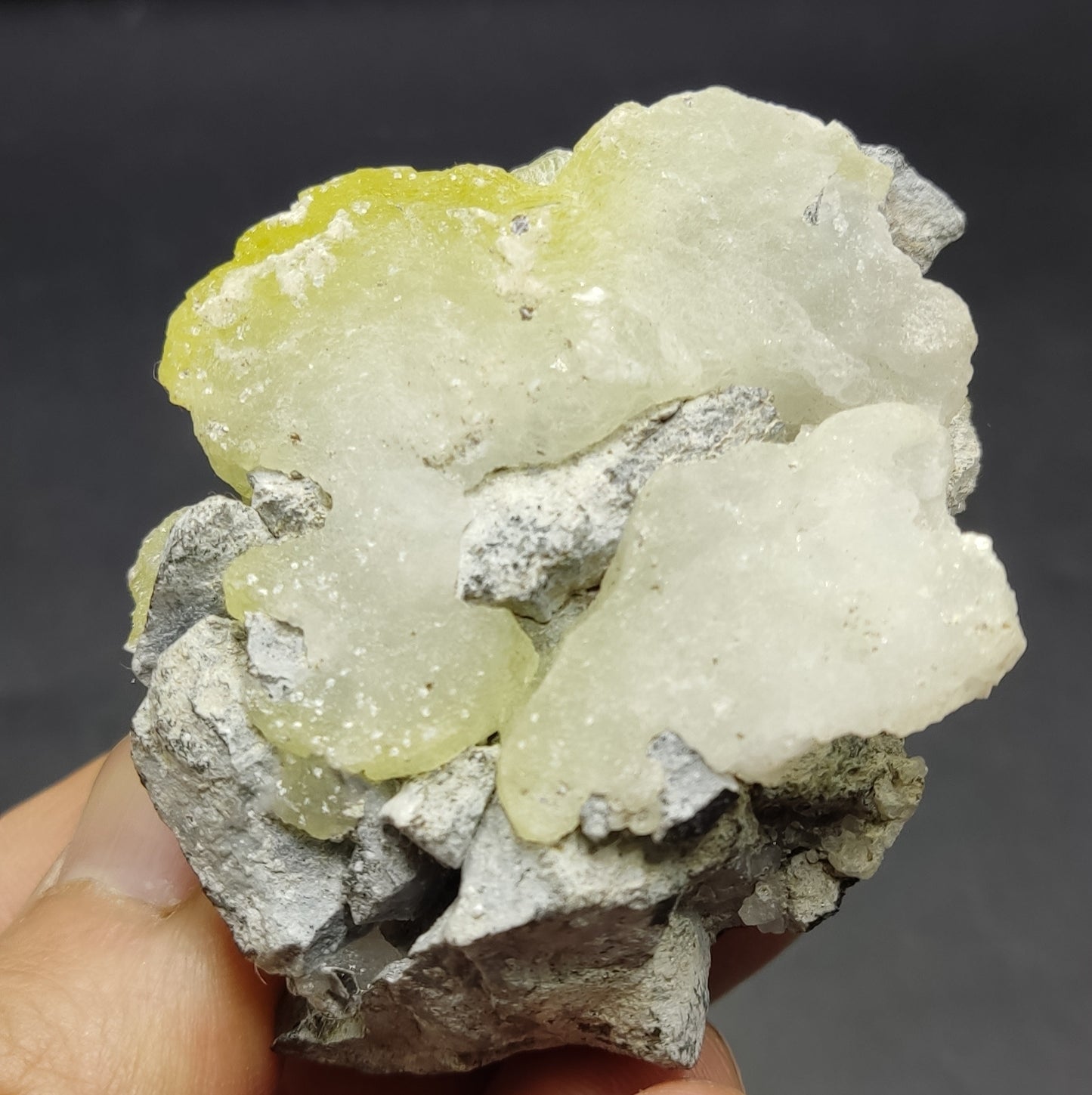 Natural Yellow brucite on Matrix with Chromite 108 grams