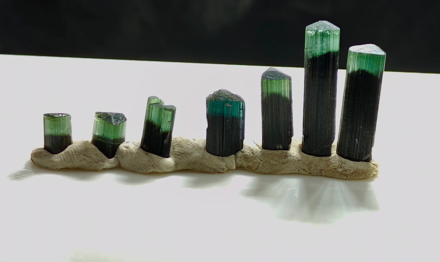 Natural green cap indicolite cap tourmaline crystals 51 carats