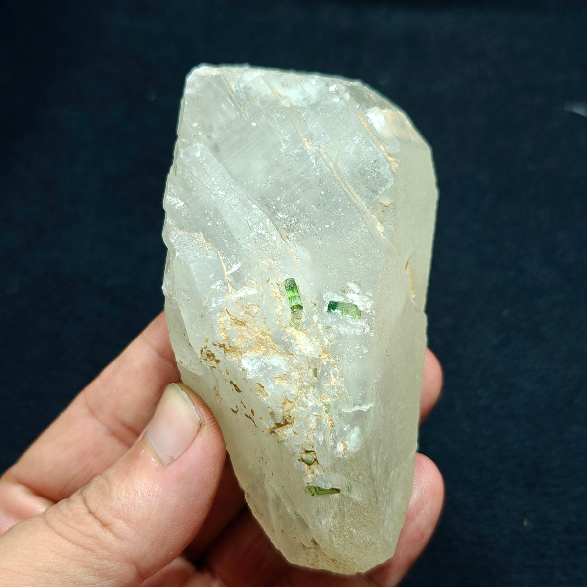 Natural quartz with green Tourmalines 265 grams