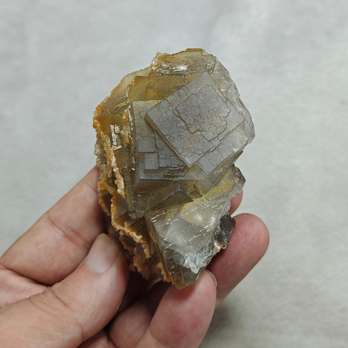 Natural iridescent Fluorite and Calcite 236 grams
