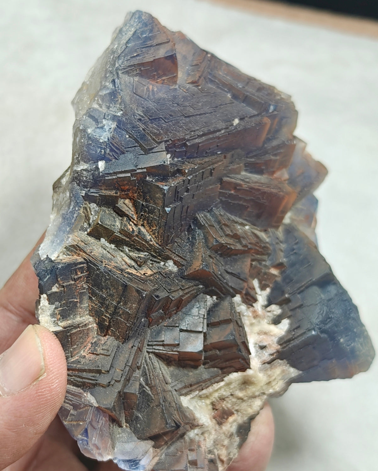 An amazing beautifully terminated  dark Purple Fluorite specimen 672 grams