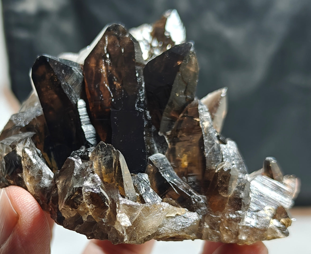 Natural smoky quartz cluster 296 grams