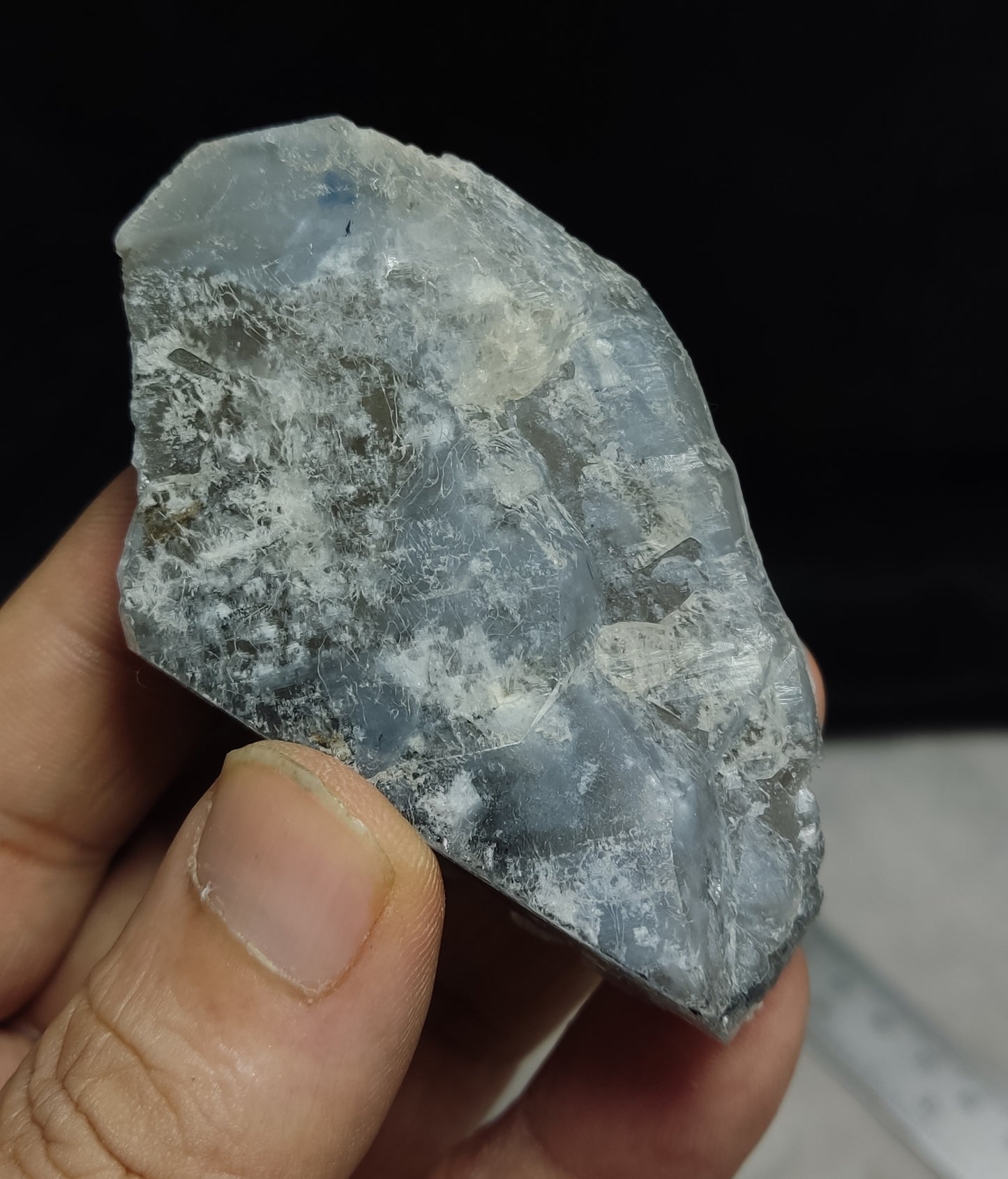 Natural Terminated Indicolite Blue Quartz Smoky Crystal 87 grams