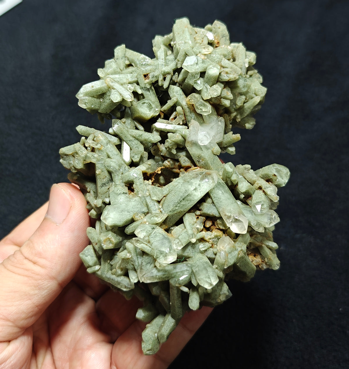 Chlorite Quartz crystals cluster 224 grams