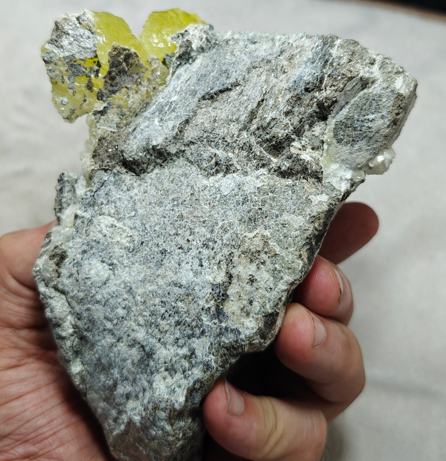 An amazing specimen of Natural yellow color Brucite on matrix 817 grams