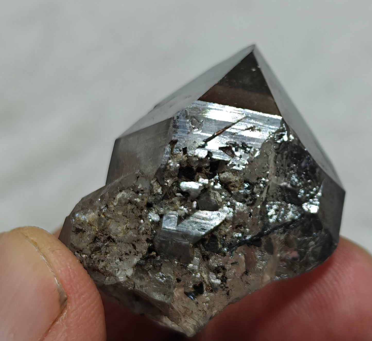 Natural smoky quartz crystal with rutiles inclusions 29 grams