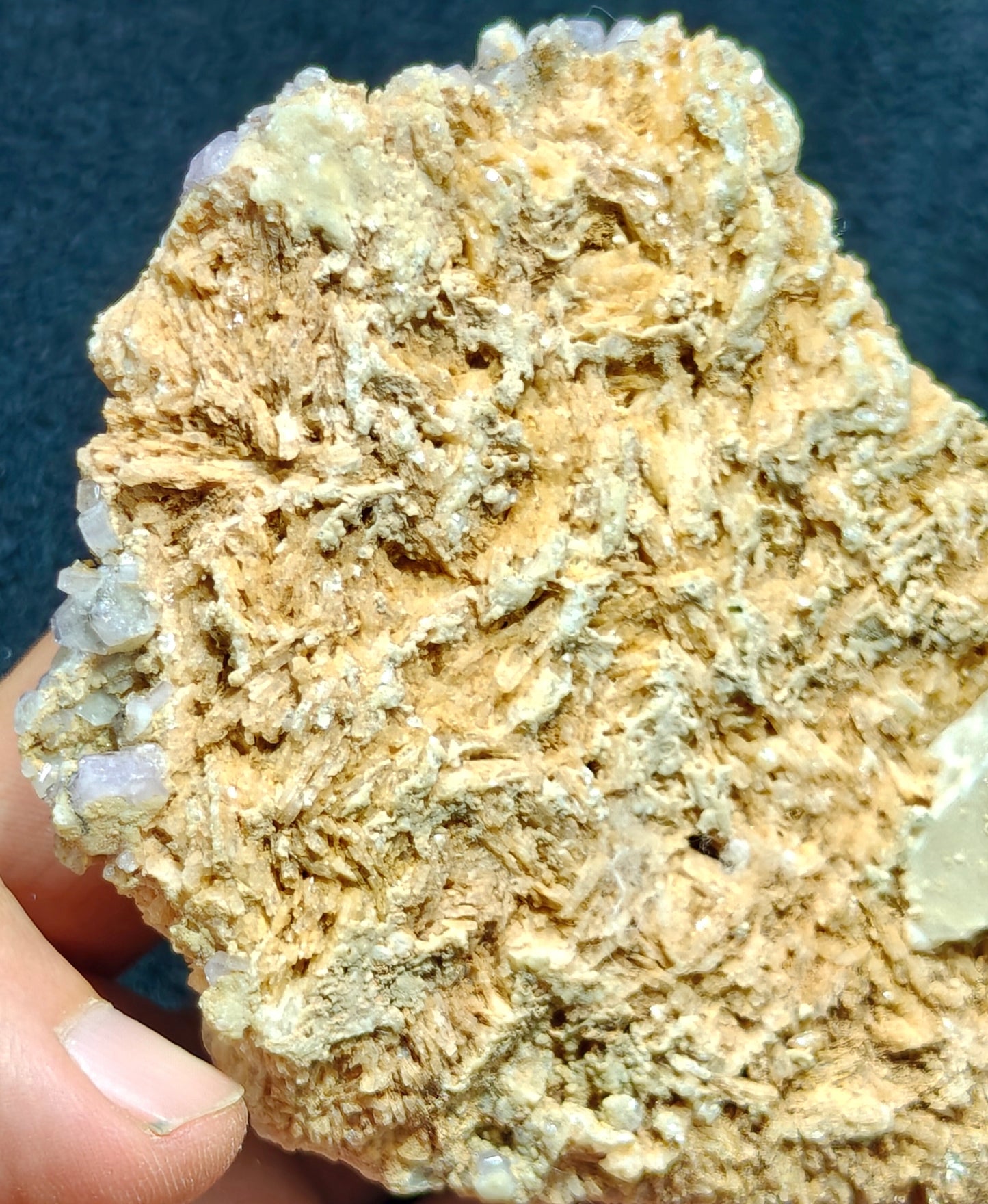 Purple Apatite crystals on matrix with a quartz and small Tourmaline crystal 280 grams