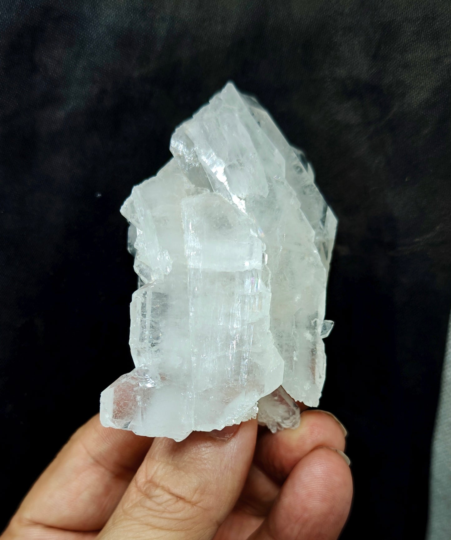Single beautiful terminated Faden Quartz crystals cluster 114 grams