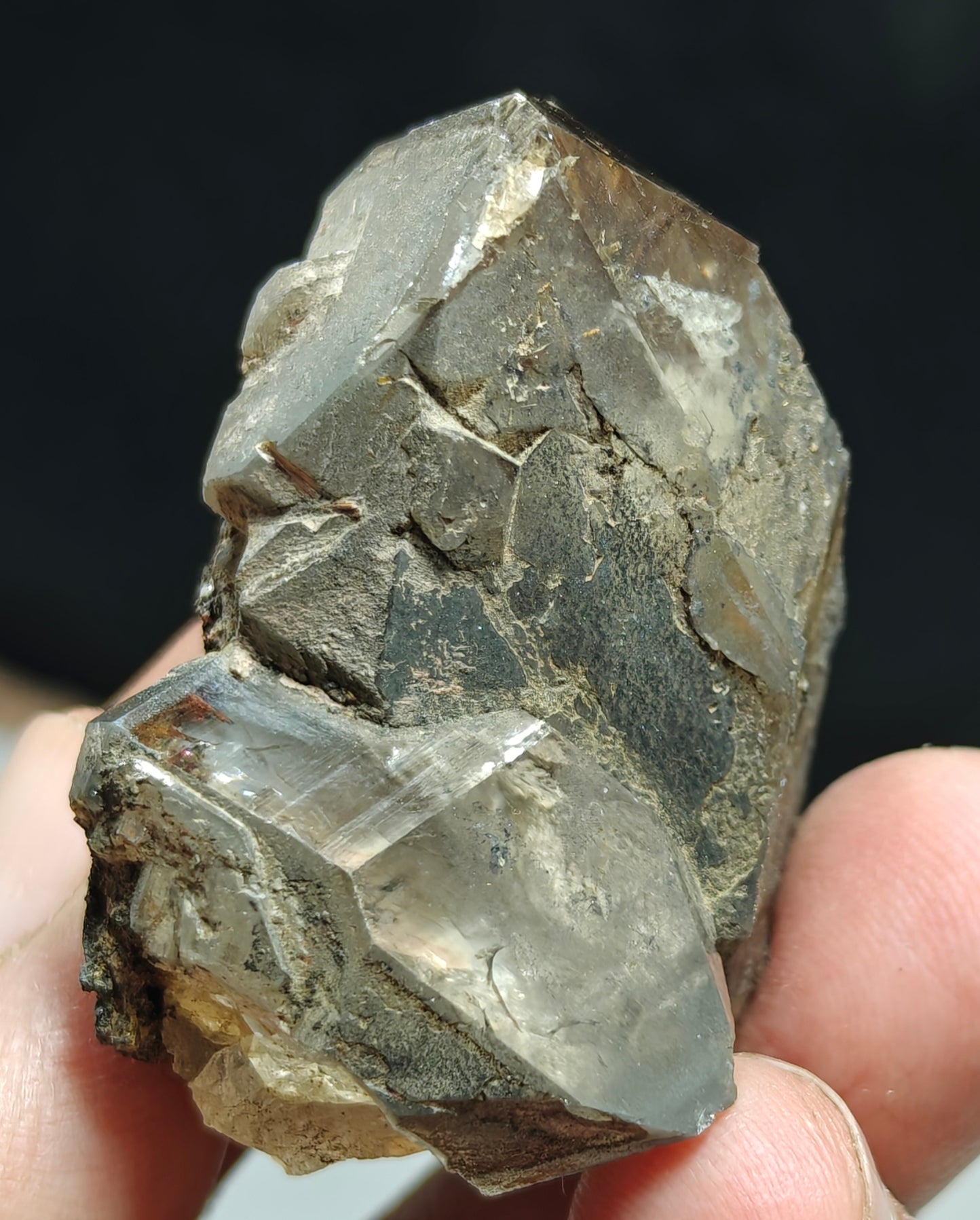 Natural smoky quartz with rutiles inclusions 73 grams