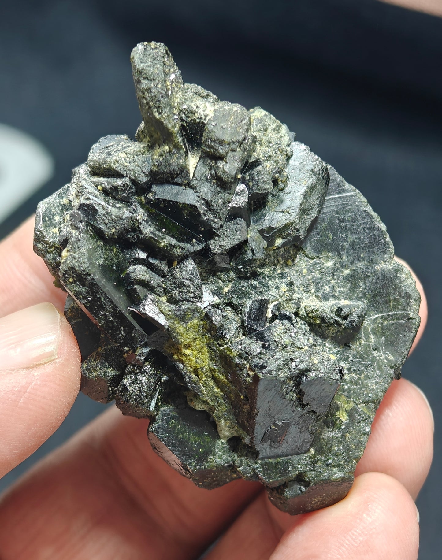 Natural dark green color epidote crystal 77 grams