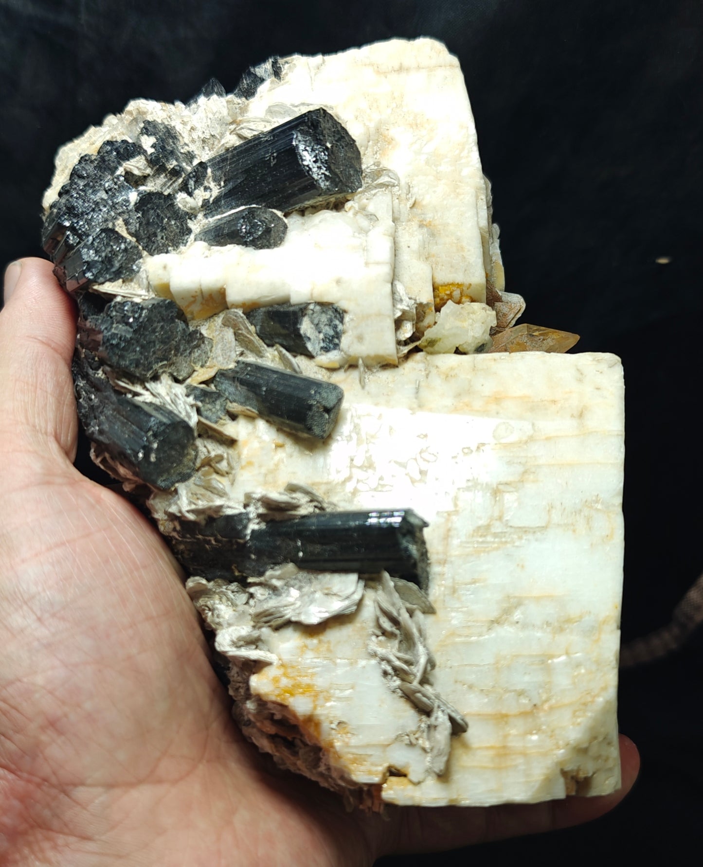 Beautiful Black Tourmaline Specimen with Albite and Quartz Crystals 1450 grams