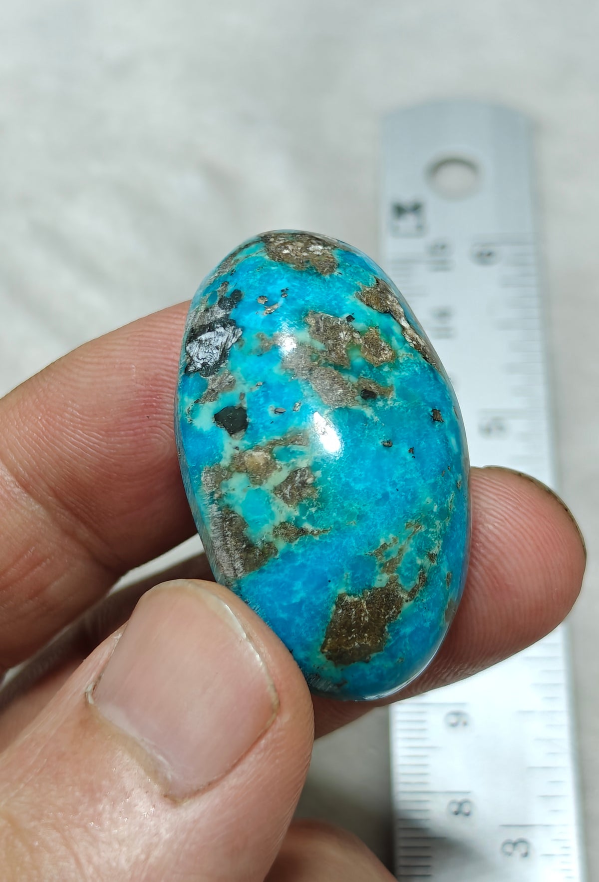 Single amazing natural turquoise cabochon with Pyrite 27.4 grams
