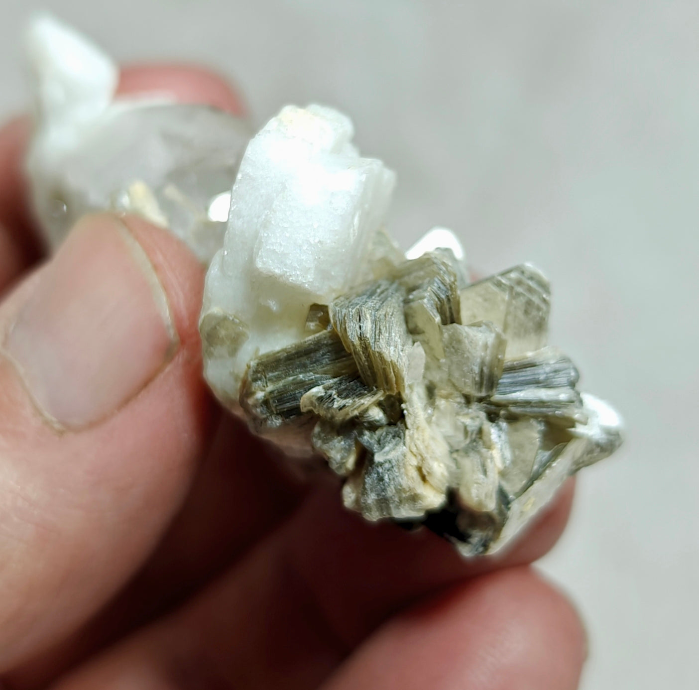 An Aesthetic Natural specimen of combination of Albite, etched Schorl, Quartz and Muscovite 51 grams