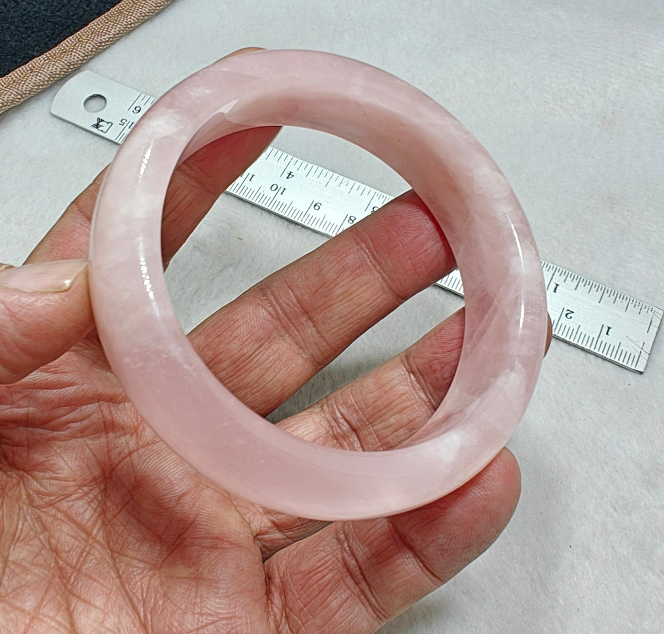 Natural pink calcite bangle 62mm diameter