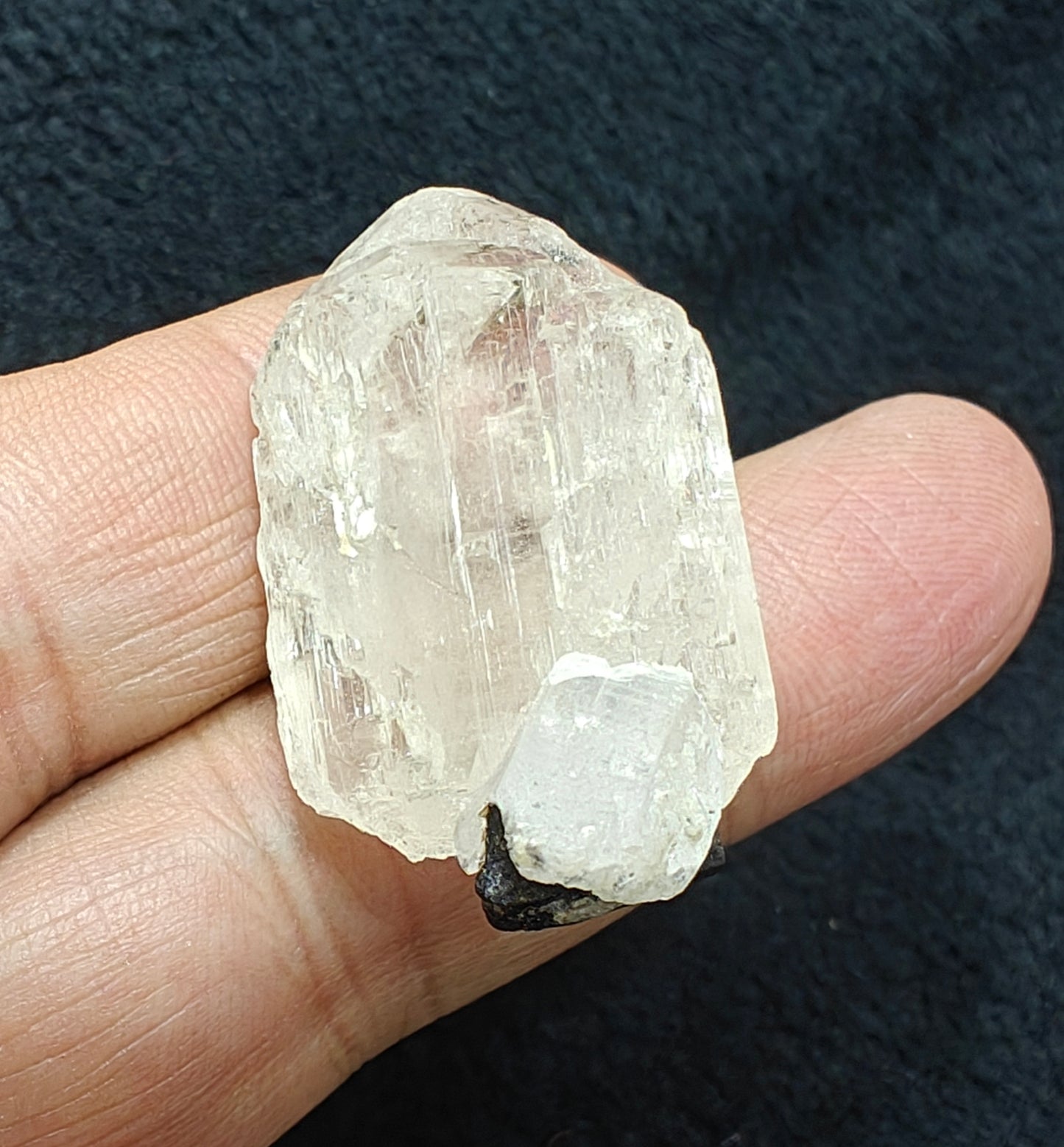 Natural terminated topaz crystal with black tourmaline 17 grams