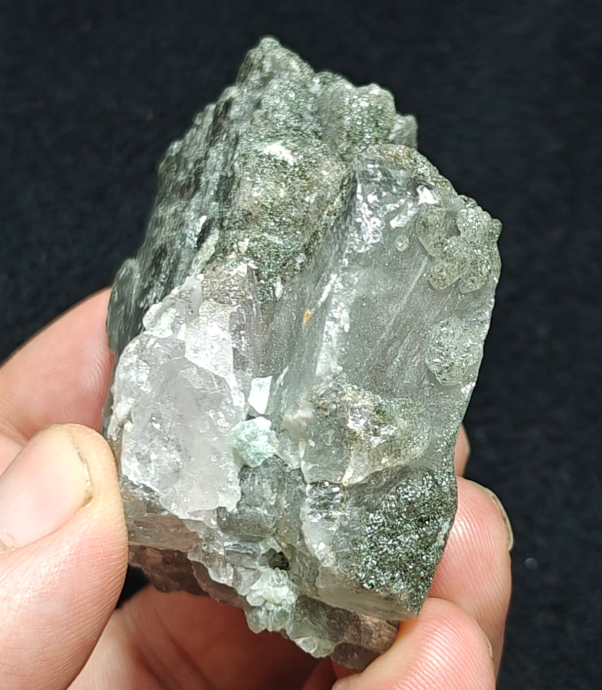 Light Purple Apatite with Green Inclusions of Byss-olite 162 grams