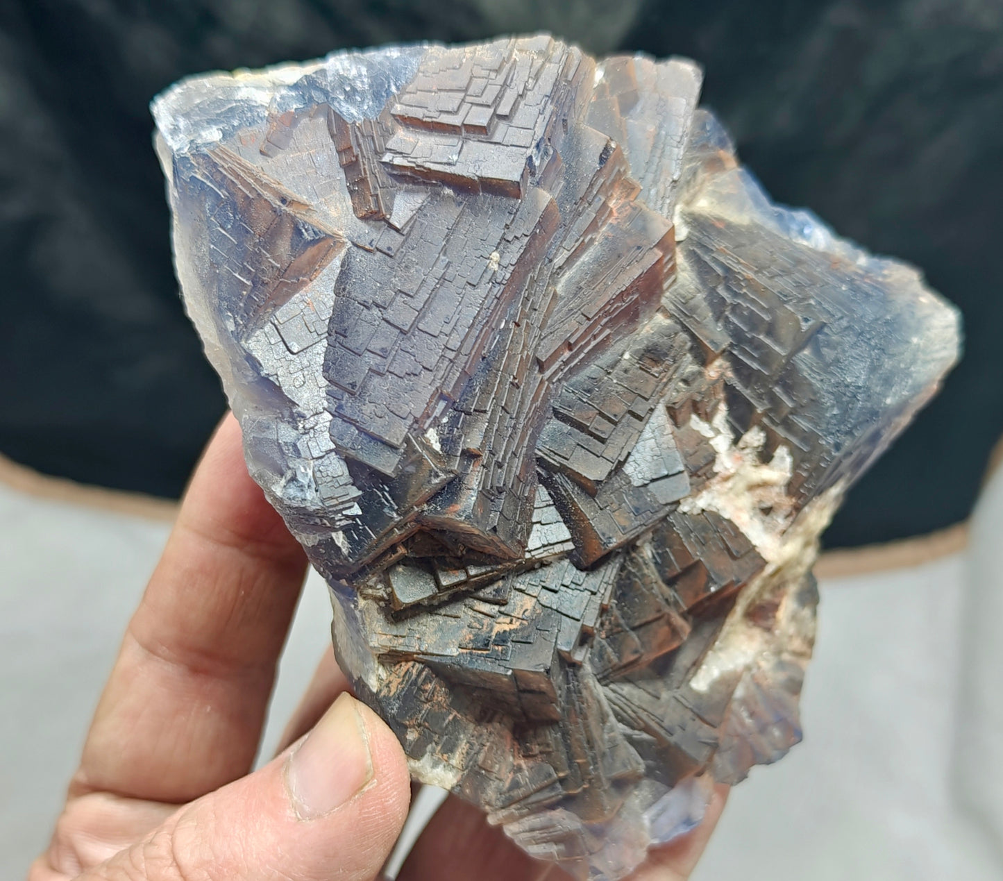 An amazing beautifully terminated  dark Purple Fluorite specimen 672 grams