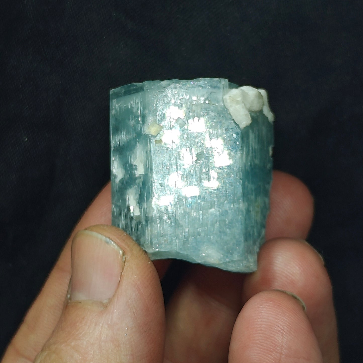 Afghanistan Aquamarine Crystal with tiny tantalite 49 grams