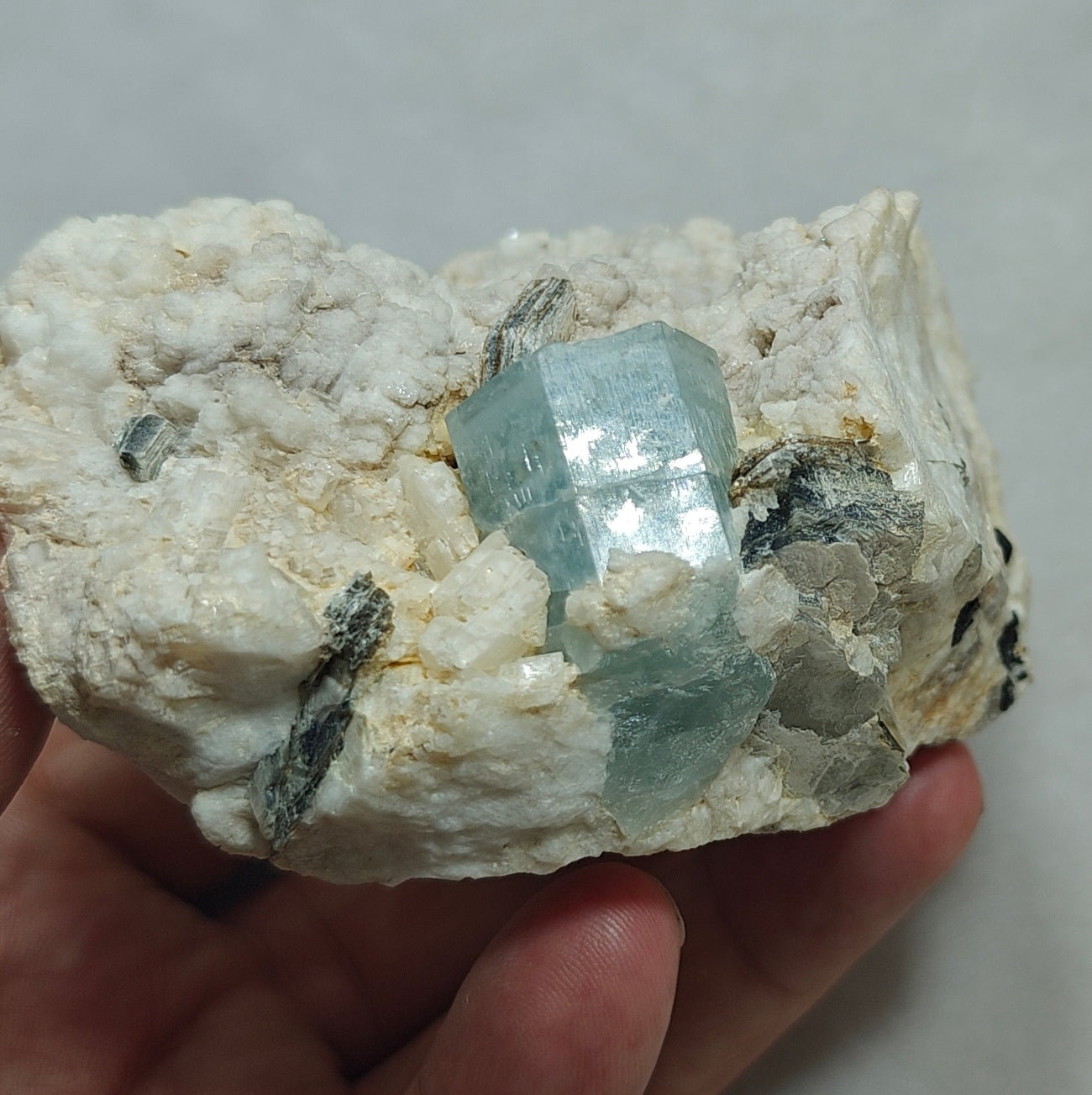 Afghanistan Aquamarine Crystal on matrix with albite 500 grams
