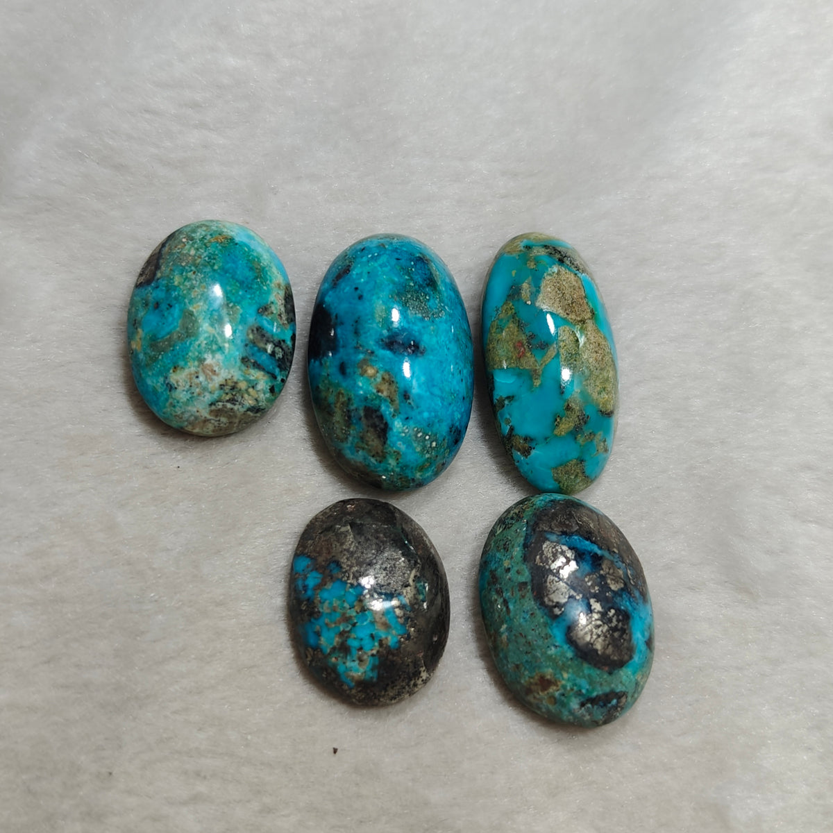 5 turquoise with Pyrite Cabochons total 40 grams