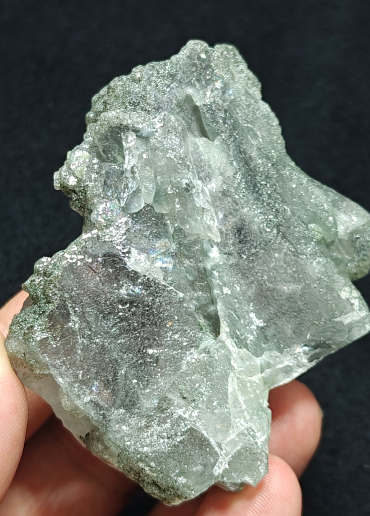 Light Purple Apatite with Green Inclusions of Byss-olite 162 grams