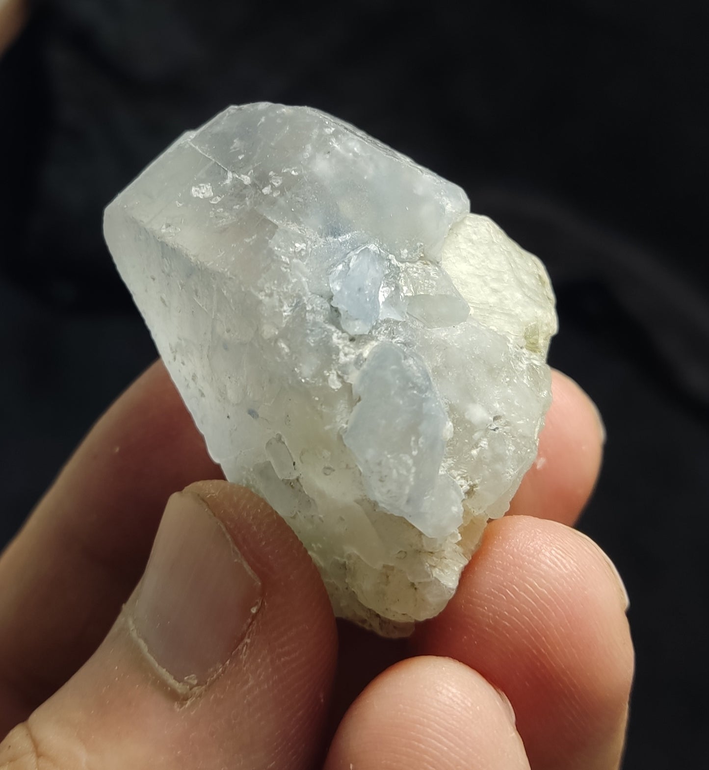 Natural Terminated Indicolite Blue Quartz Crystal with Muscovite 41 grams