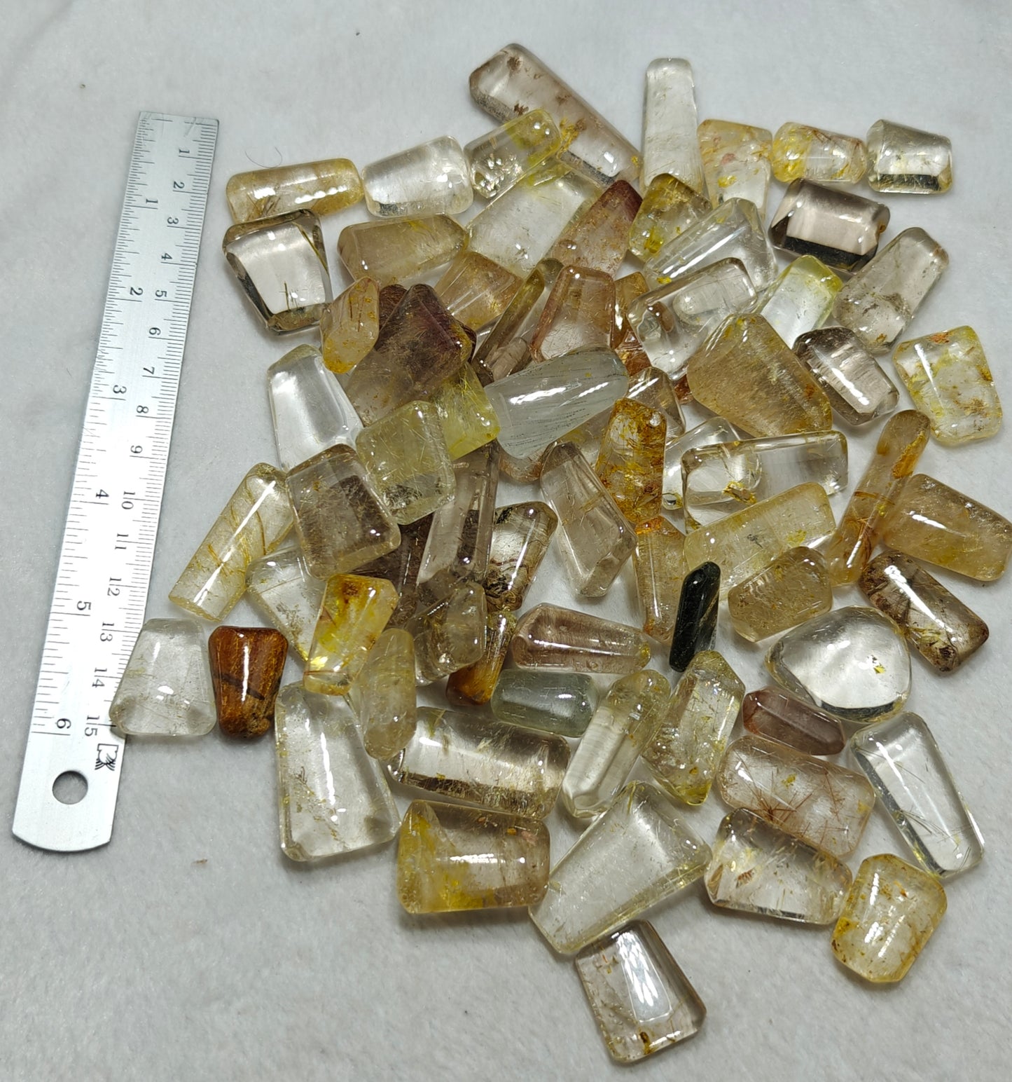 Rocks Gems Minerals Crystals Stones: Lot of Rutilated polished quartz tumbles 650 grams