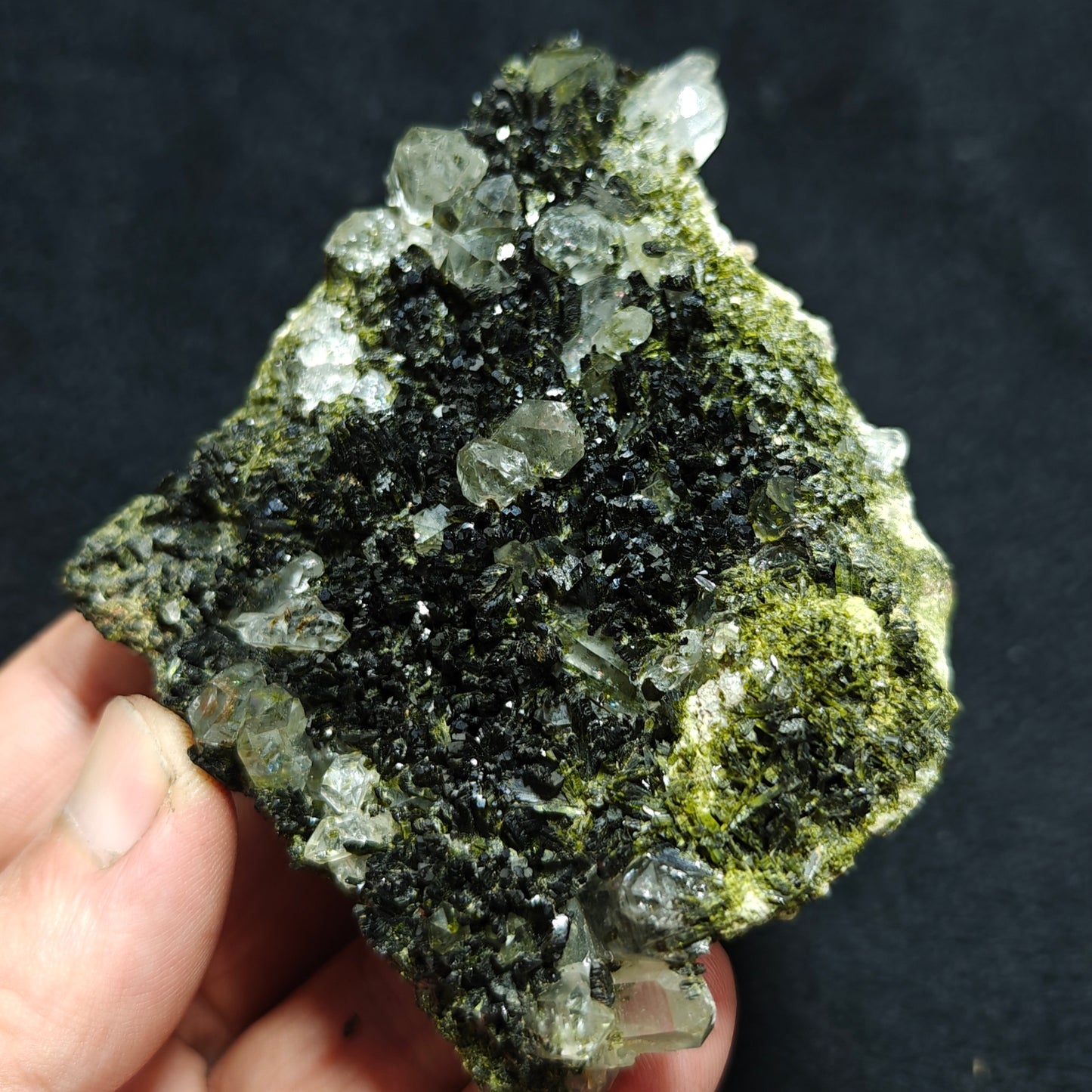 Natural double sided quartz and Epidote specimen 194 grams