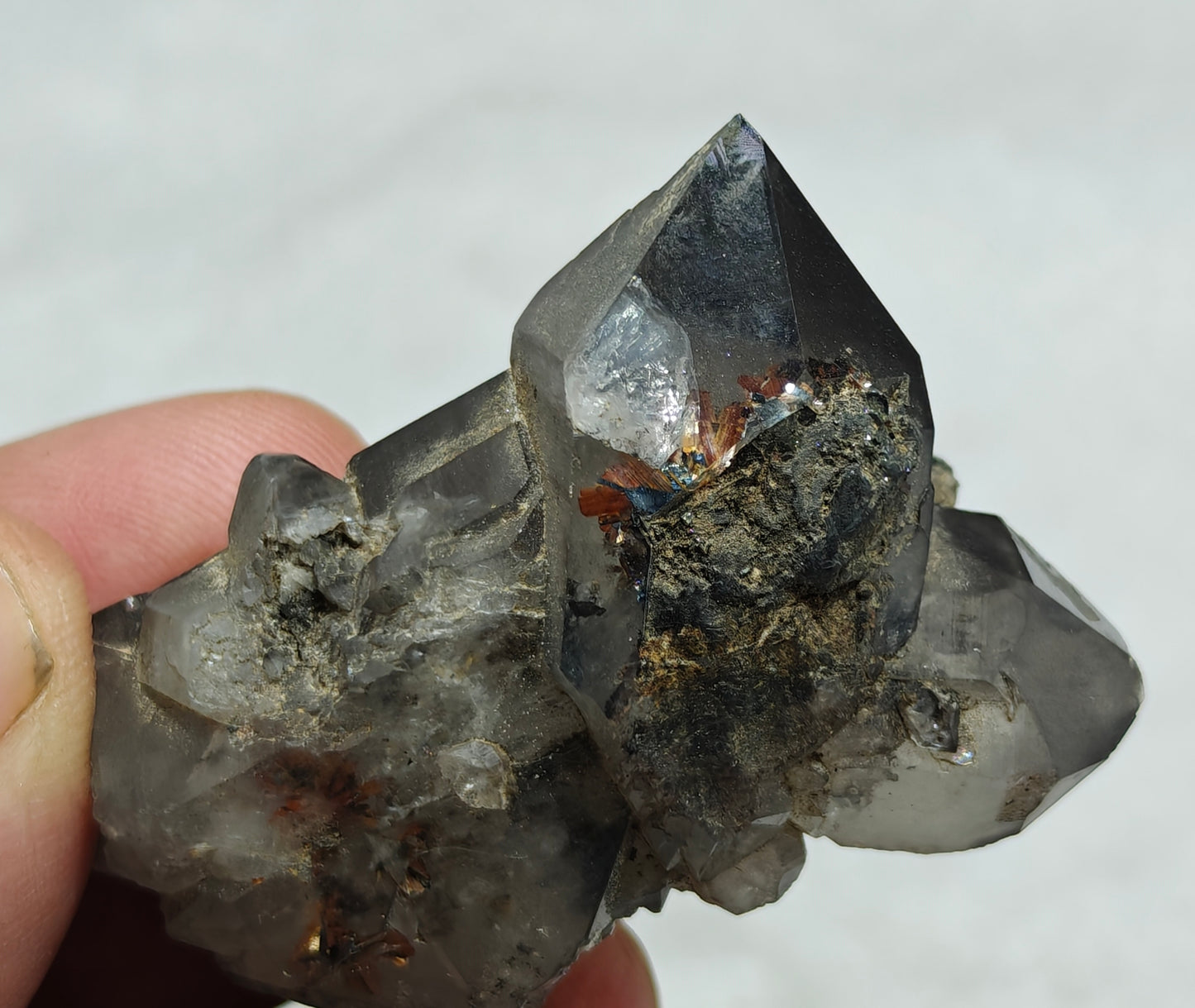 Natural smoky quartz crystal with rutiles inclusions 59 grams