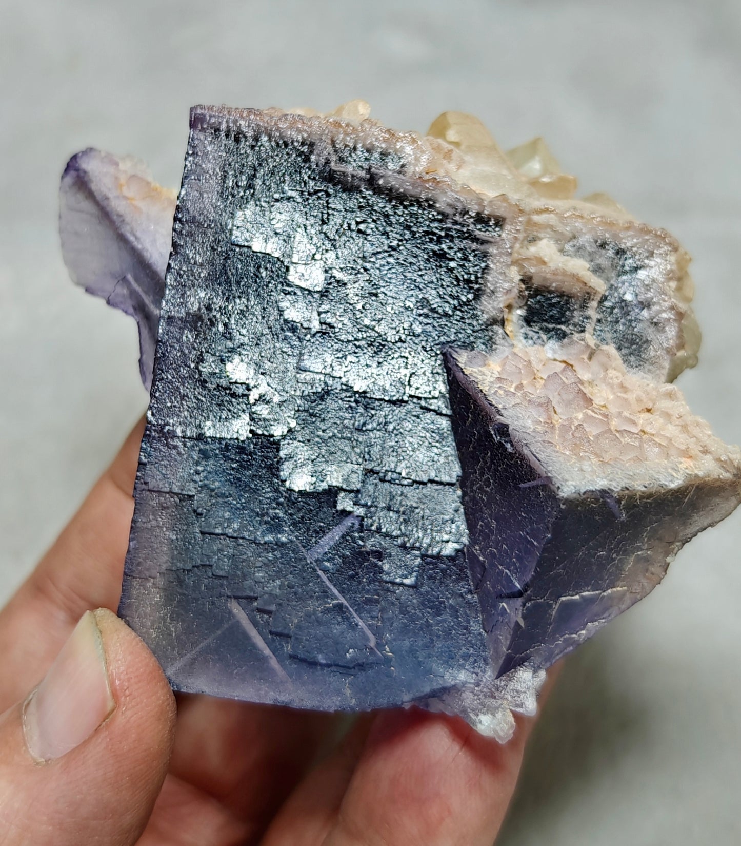 Purple Fluorite with Calcite 270 grams