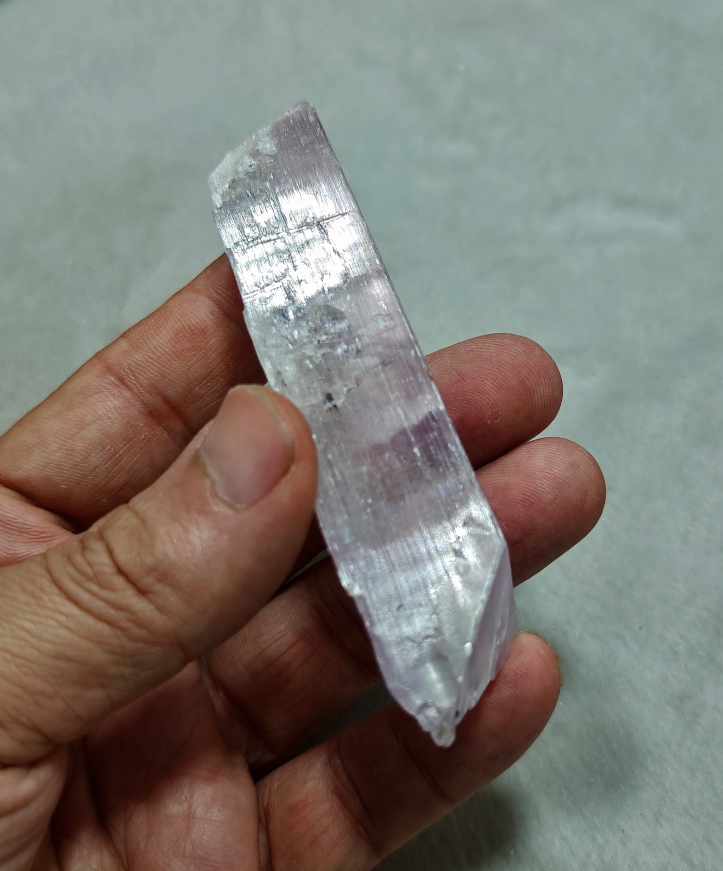 Spodumene variety kunzite crystal 63 grams
