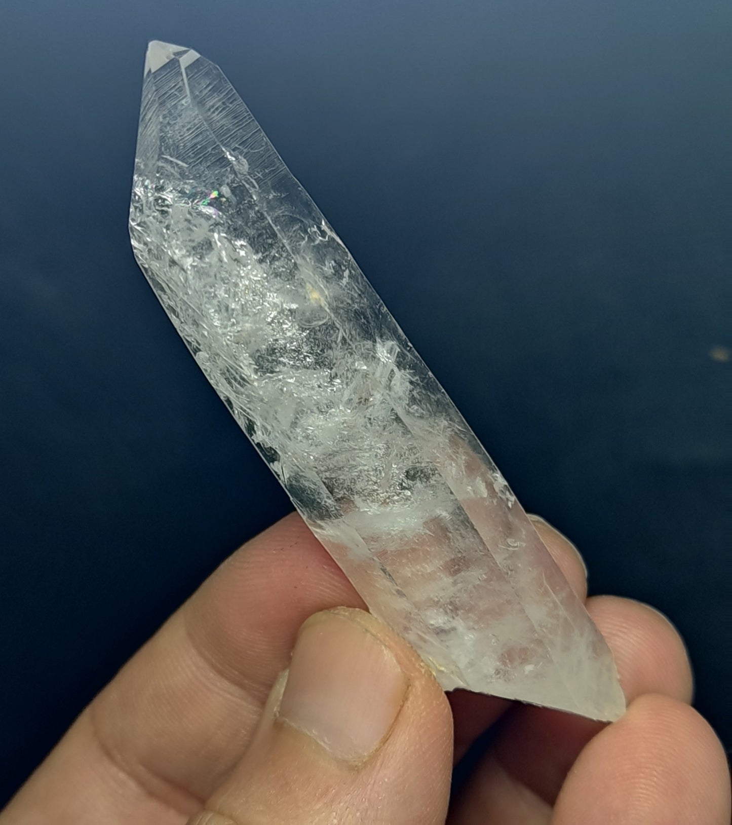 Double terminated Clear faden quartz crystal 22 grams