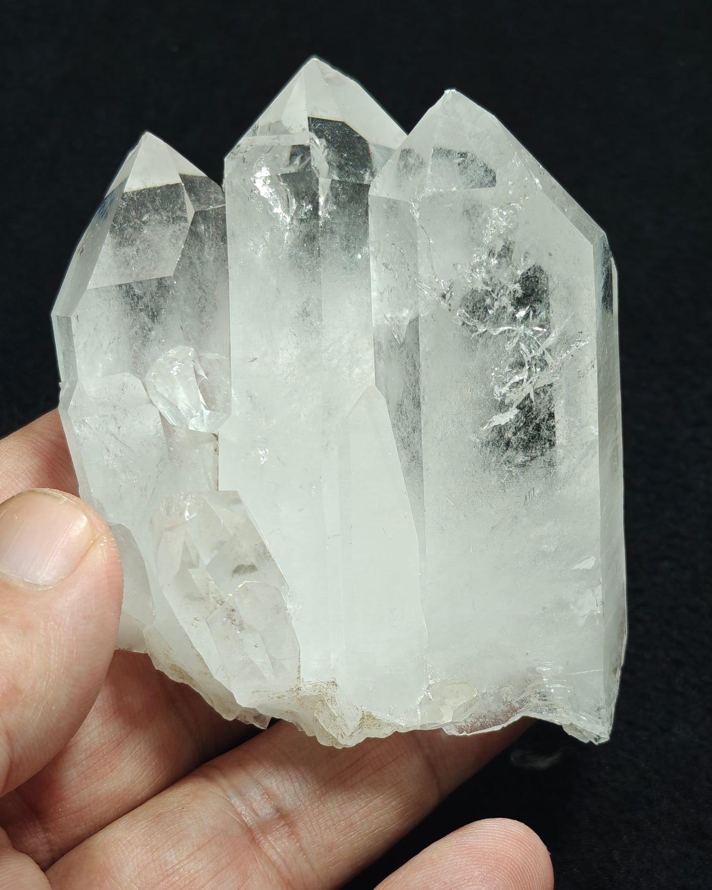 An amazing specimen of clear Terminated Quartz Crystals cluster 250 grams