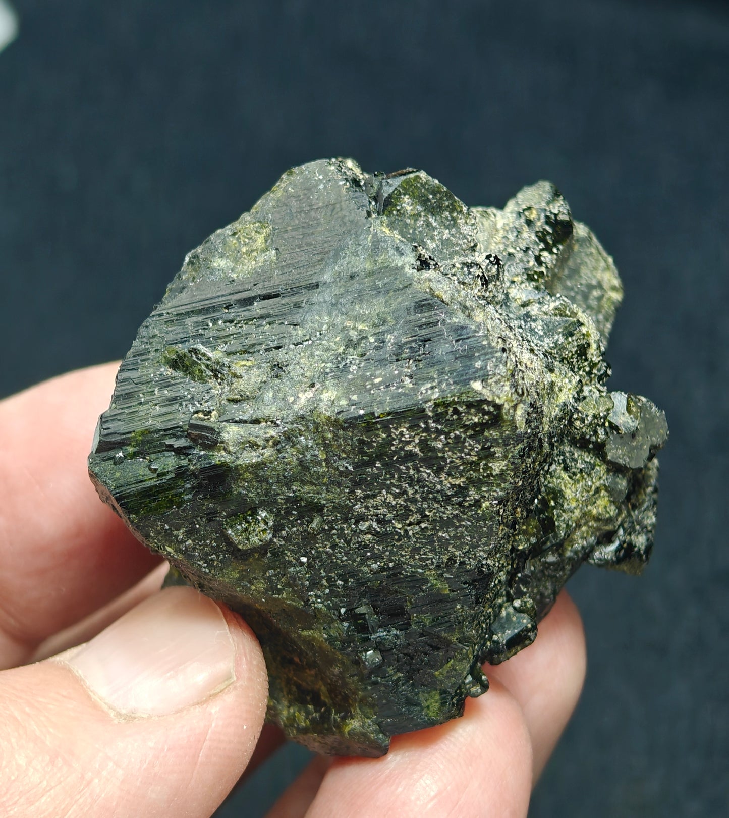 Natural dark green color epidote crystal 124 grams