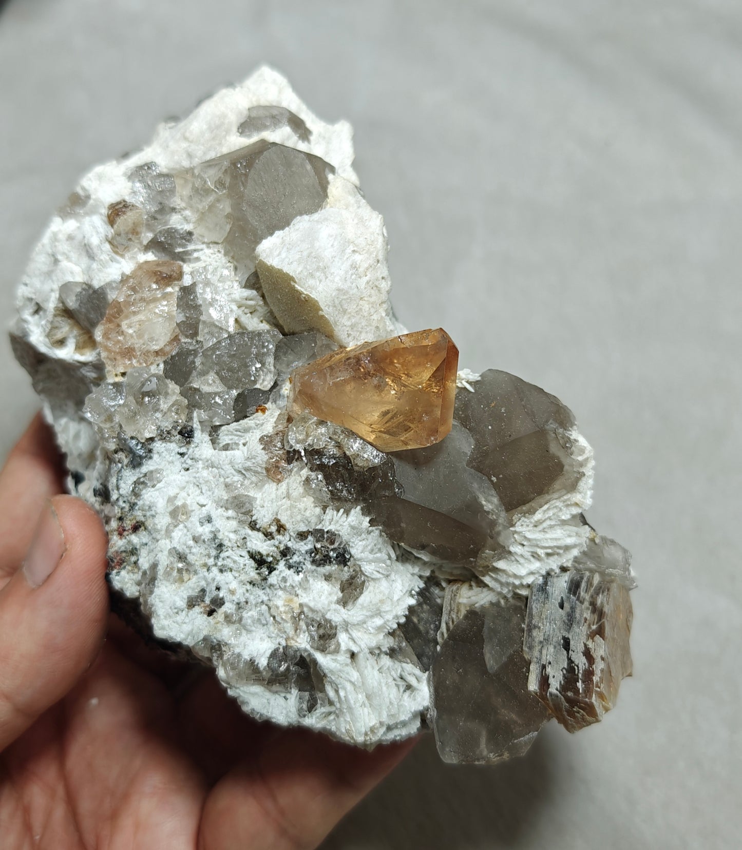 Natural terminated peach color Topaz crystal on matrix 677 grams