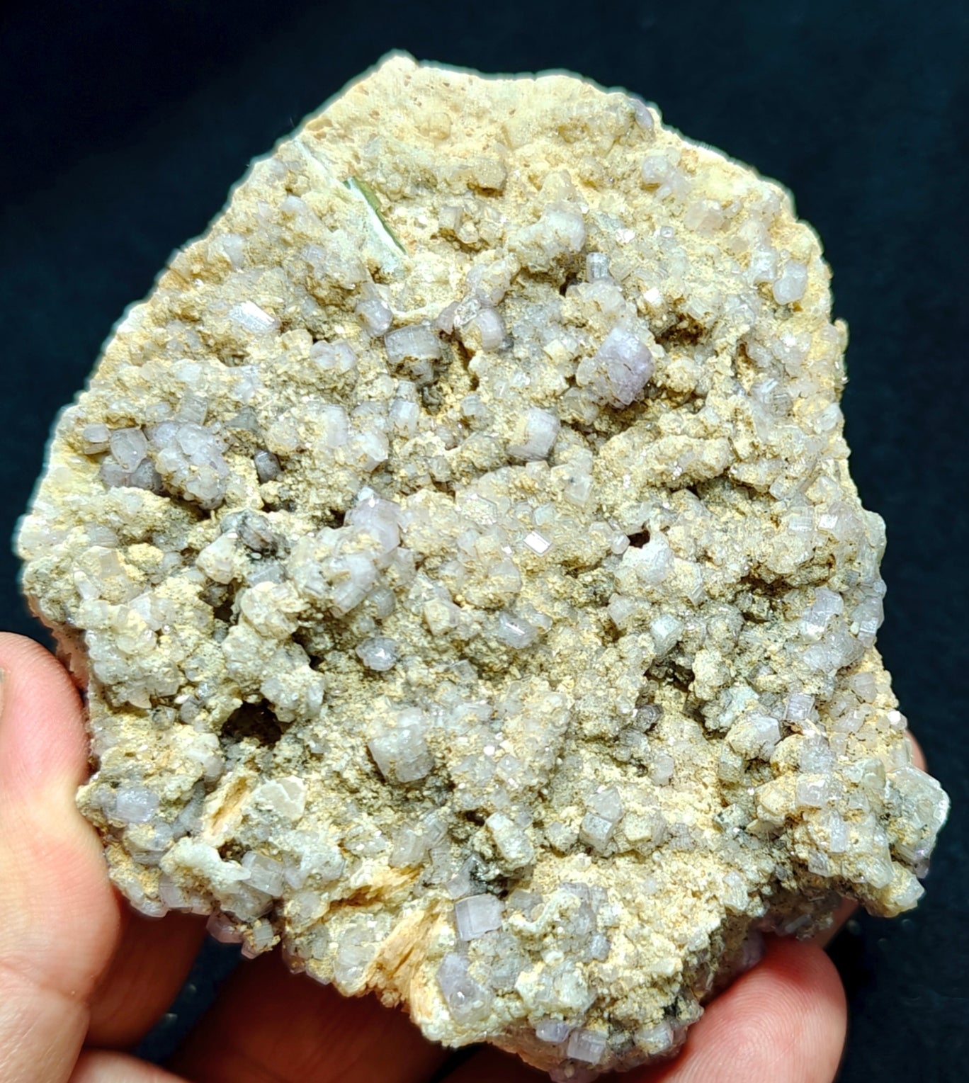 Purple Apatite crystals on matrix with a quartz and small Tourmaline crystal 280 grams