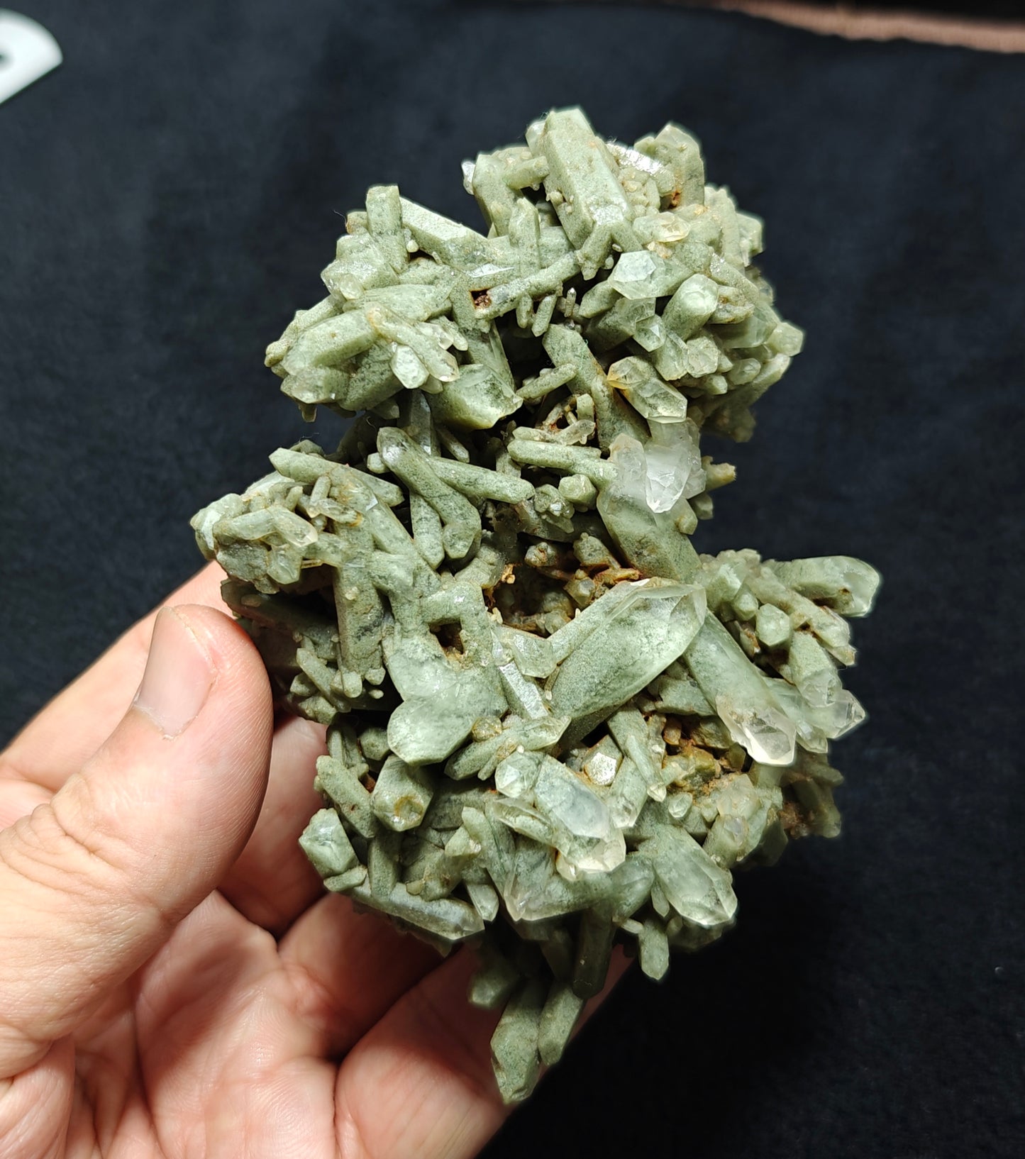 Chlorite Quartz crystals cluster 224 grams